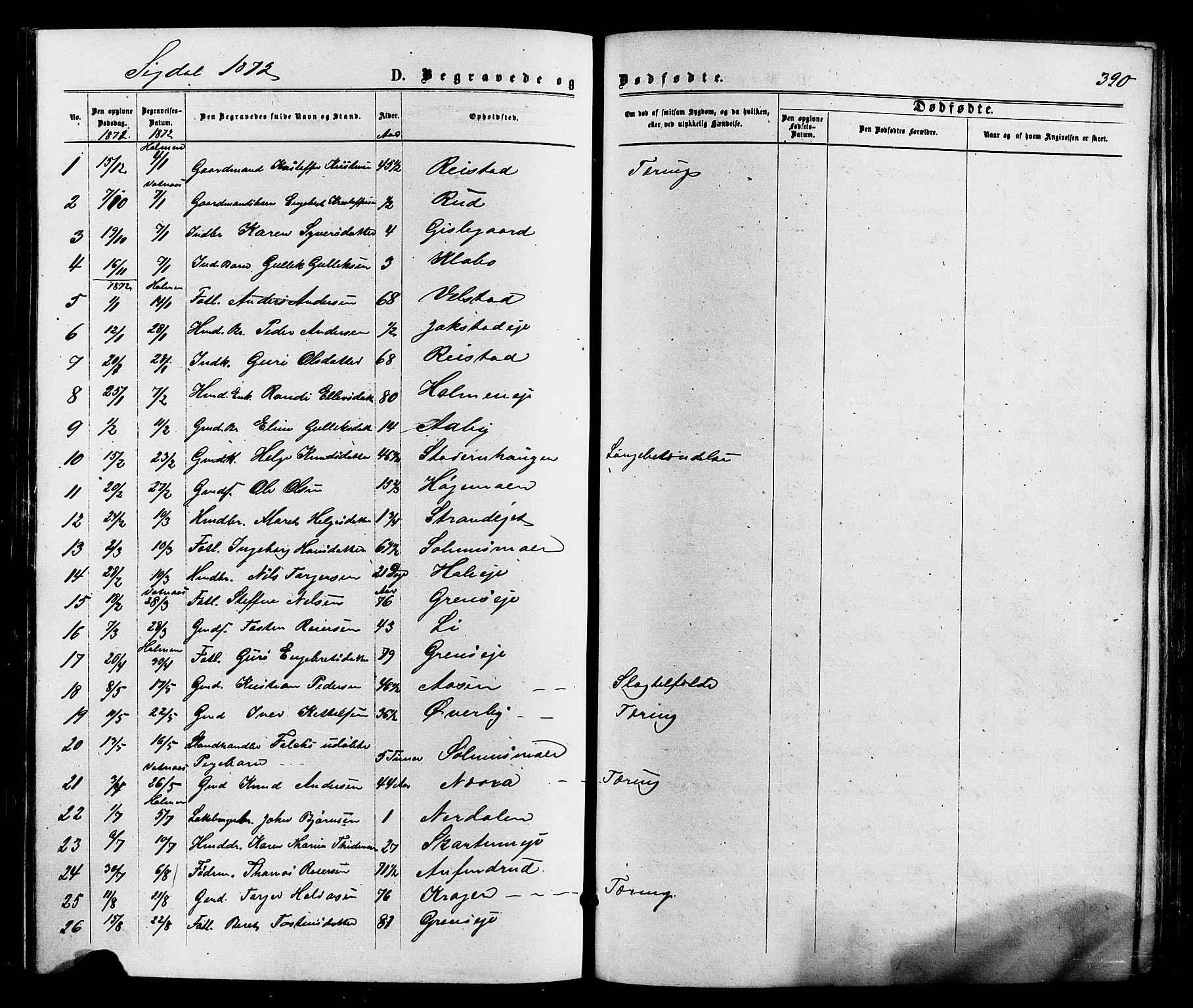 Sigdal kirkebøker, AV/SAKO-A-245/F/Fa/L0010: Parish register (official) no. I 10 /1, 1872-1878, p. 390