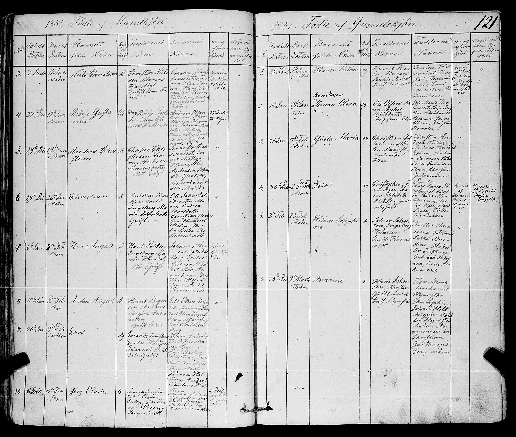 Ramnes kirkebøker, AV/SAKO-A-314/F/Fa/L0005: Parish register (official) no. I 5, 1841-1861, p. 120-121