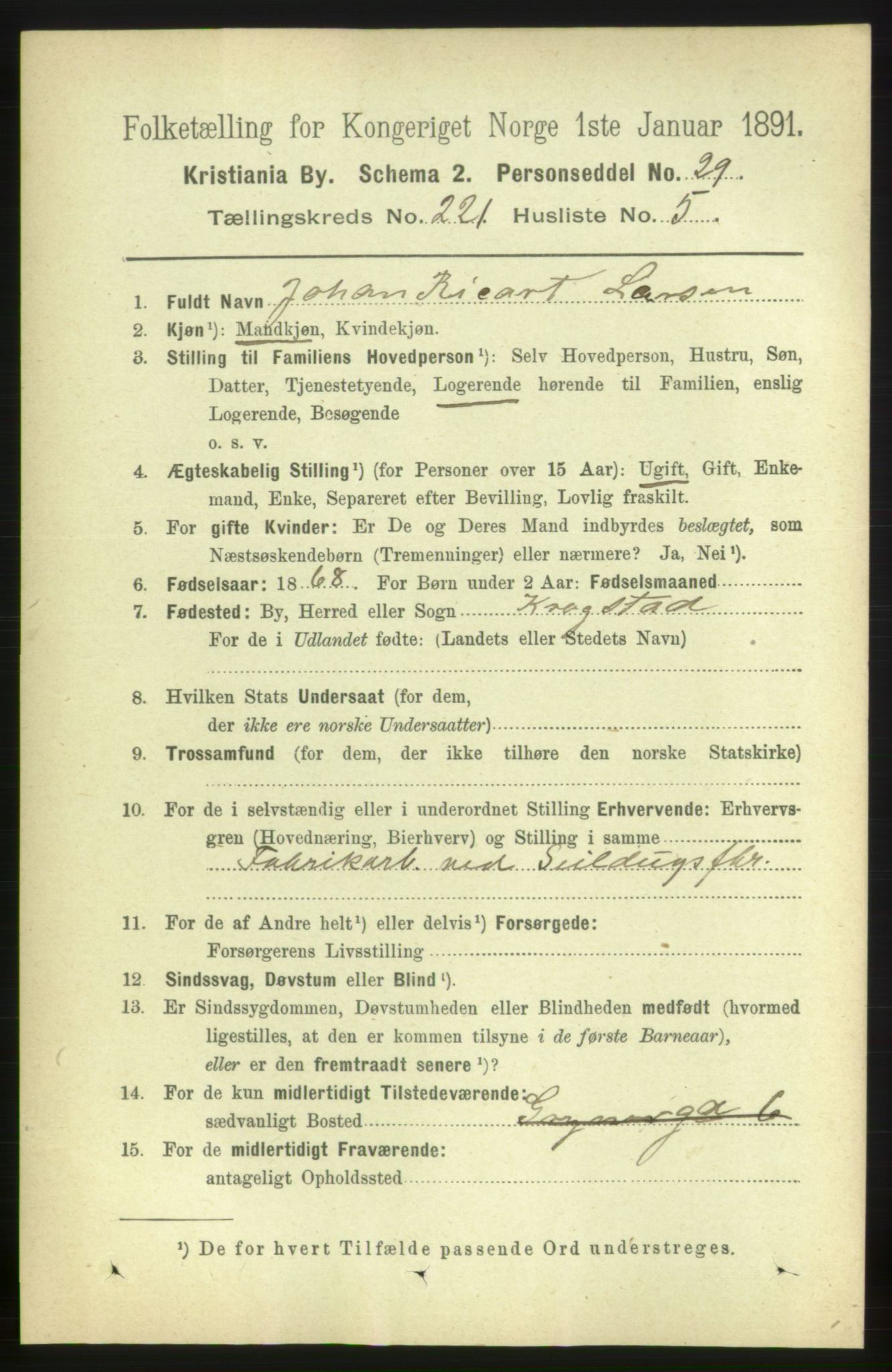 RA, 1891 census for 0301 Kristiania, 1891, p. 132147