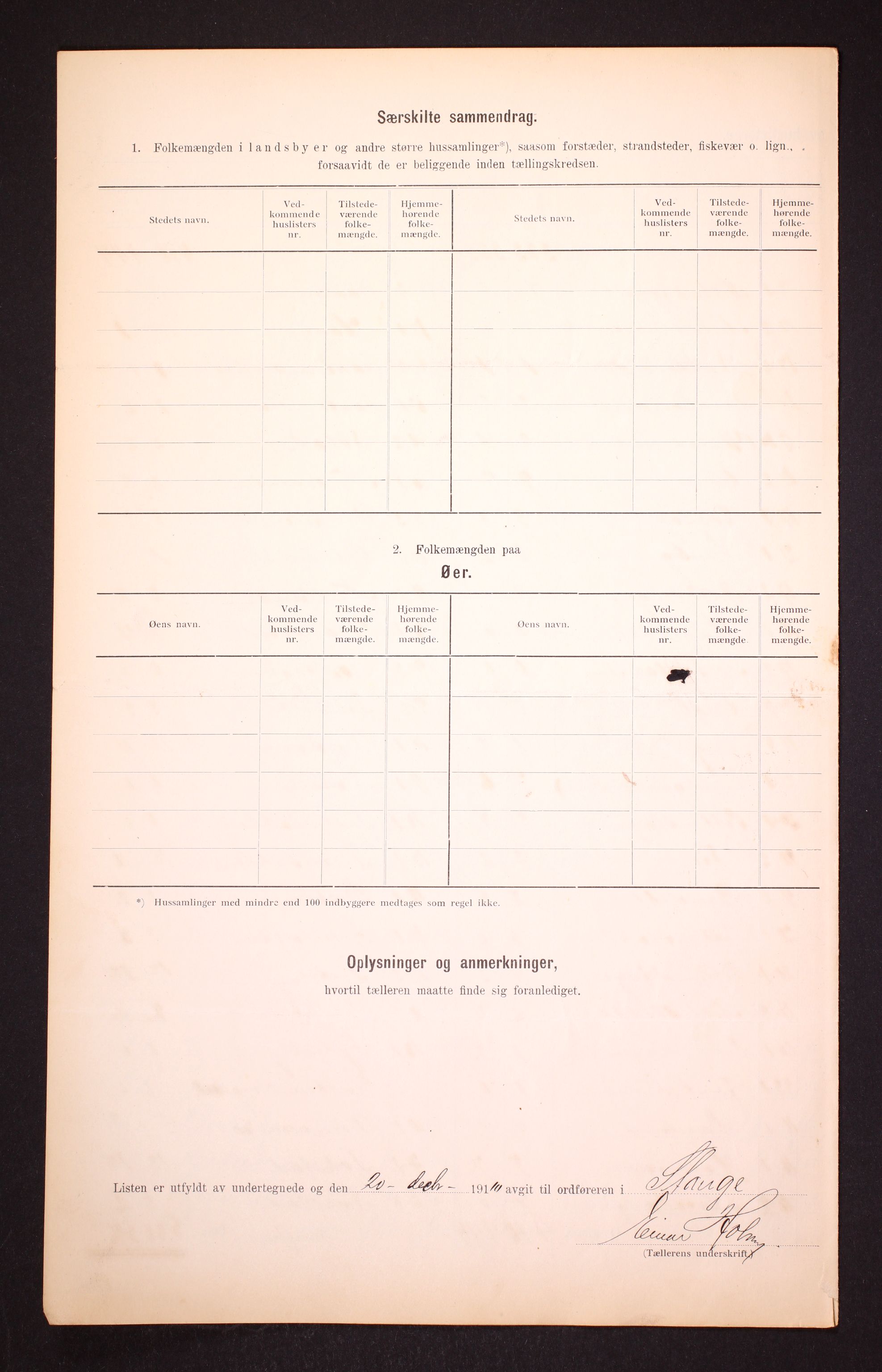 RA, 1910 census for Stange, 1910, p. 6