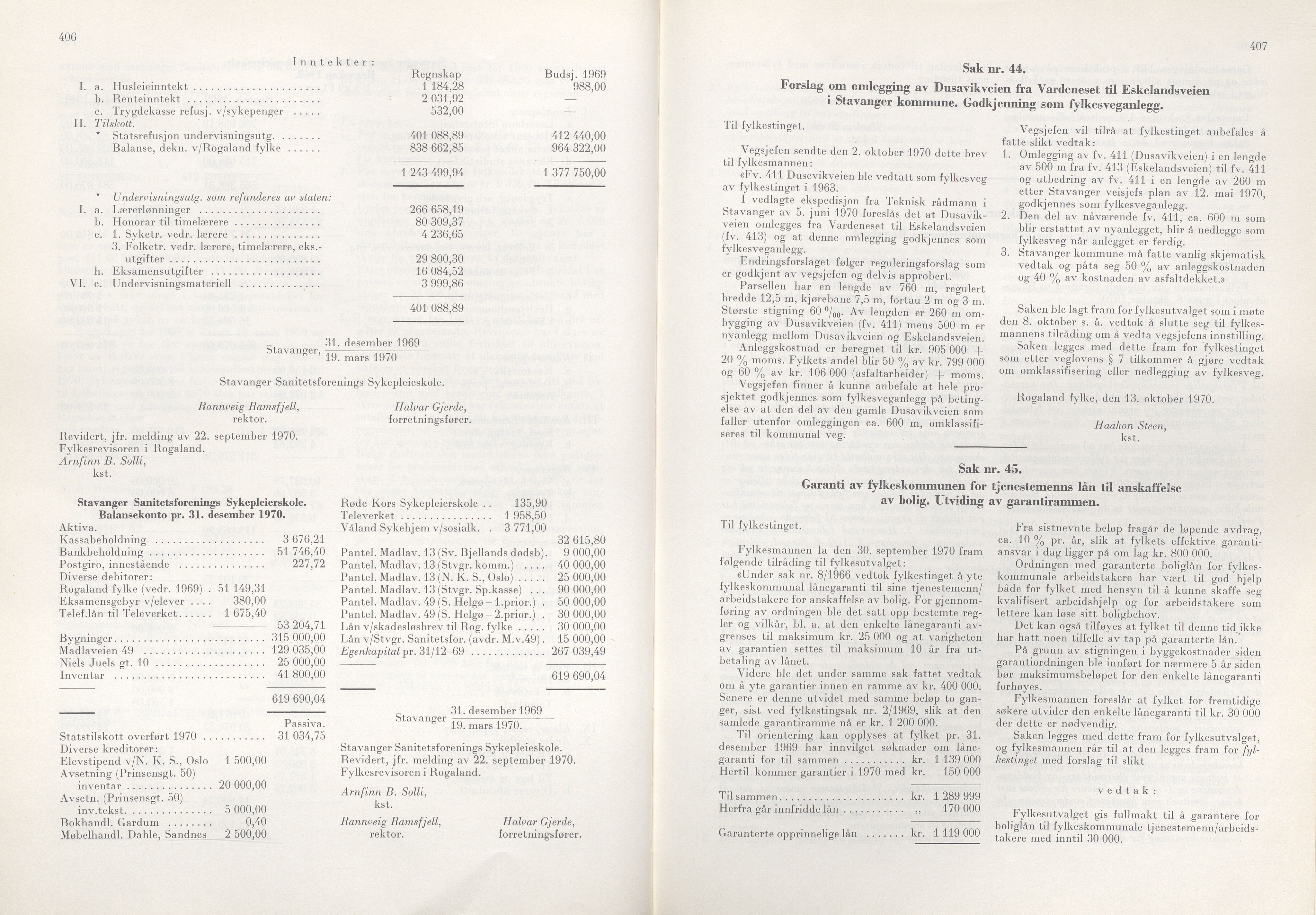 Rogaland fylkeskommune - Fylkesrådmannen , IKAR/A-900/A/Aa/Aaa/L0090: Møtebok , 1970, p. 406-407