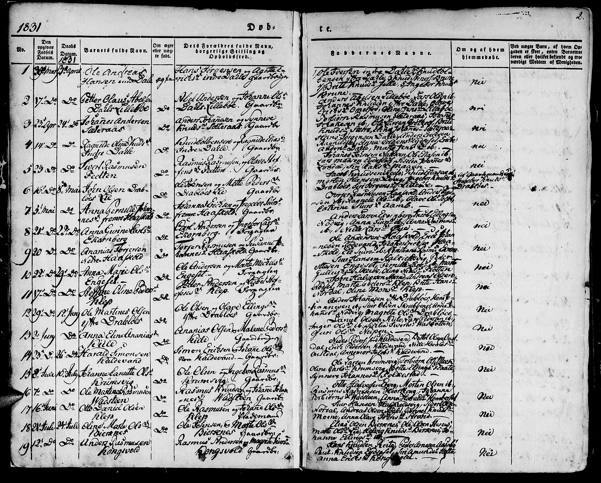 Ministerialprotokoller, klokkerbøker og fødselsregistre - Møre og Romsdal, AV/SAT-A-1454/511/L0139: Parish register (official) no. 511A06, 1831-1850, p. 2