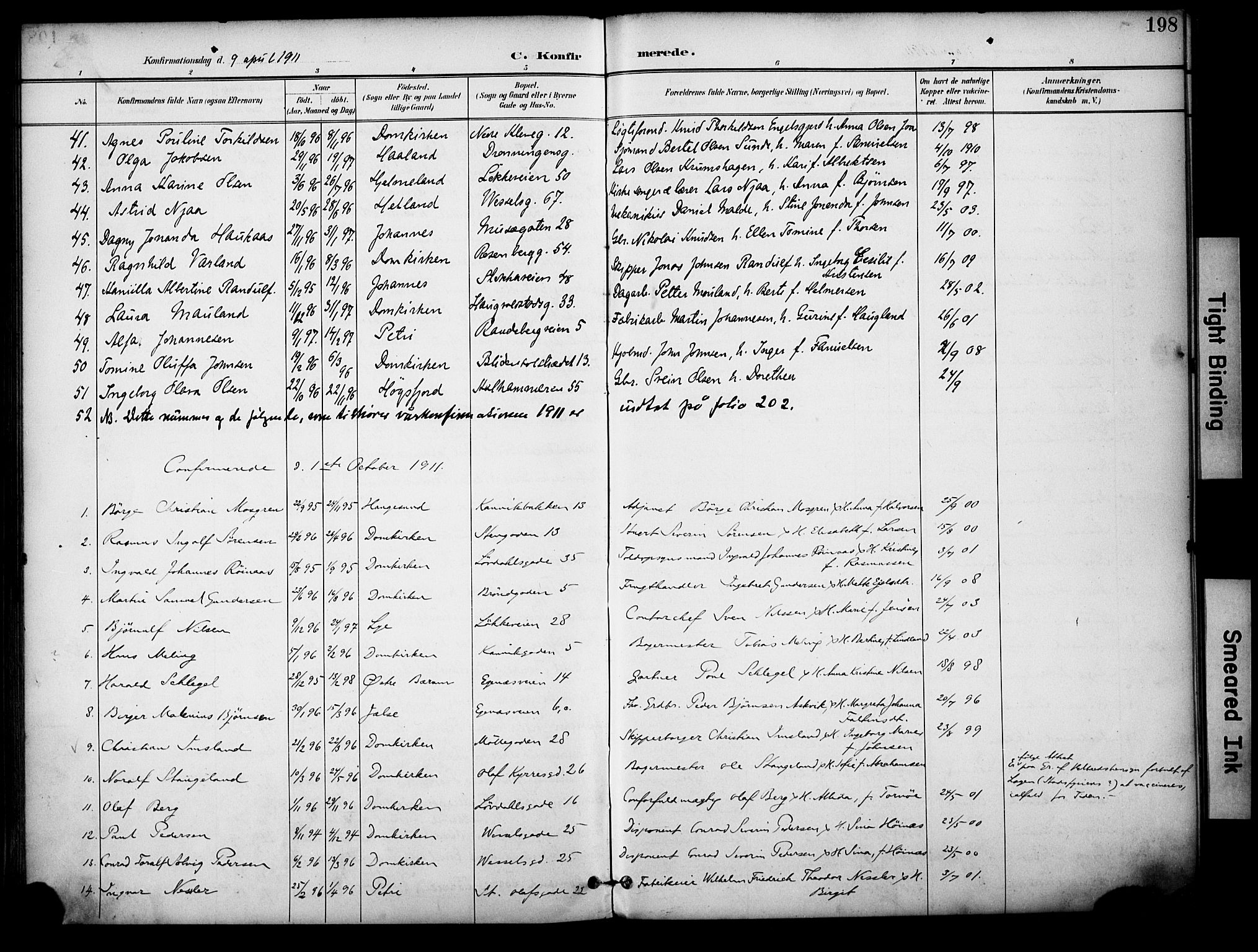 Domkirken sokneprestkontor, AV/SAST-A-101812/001/30/30BA/L0031: Parish register (official) no. A 30, 1896-1916, p. 198