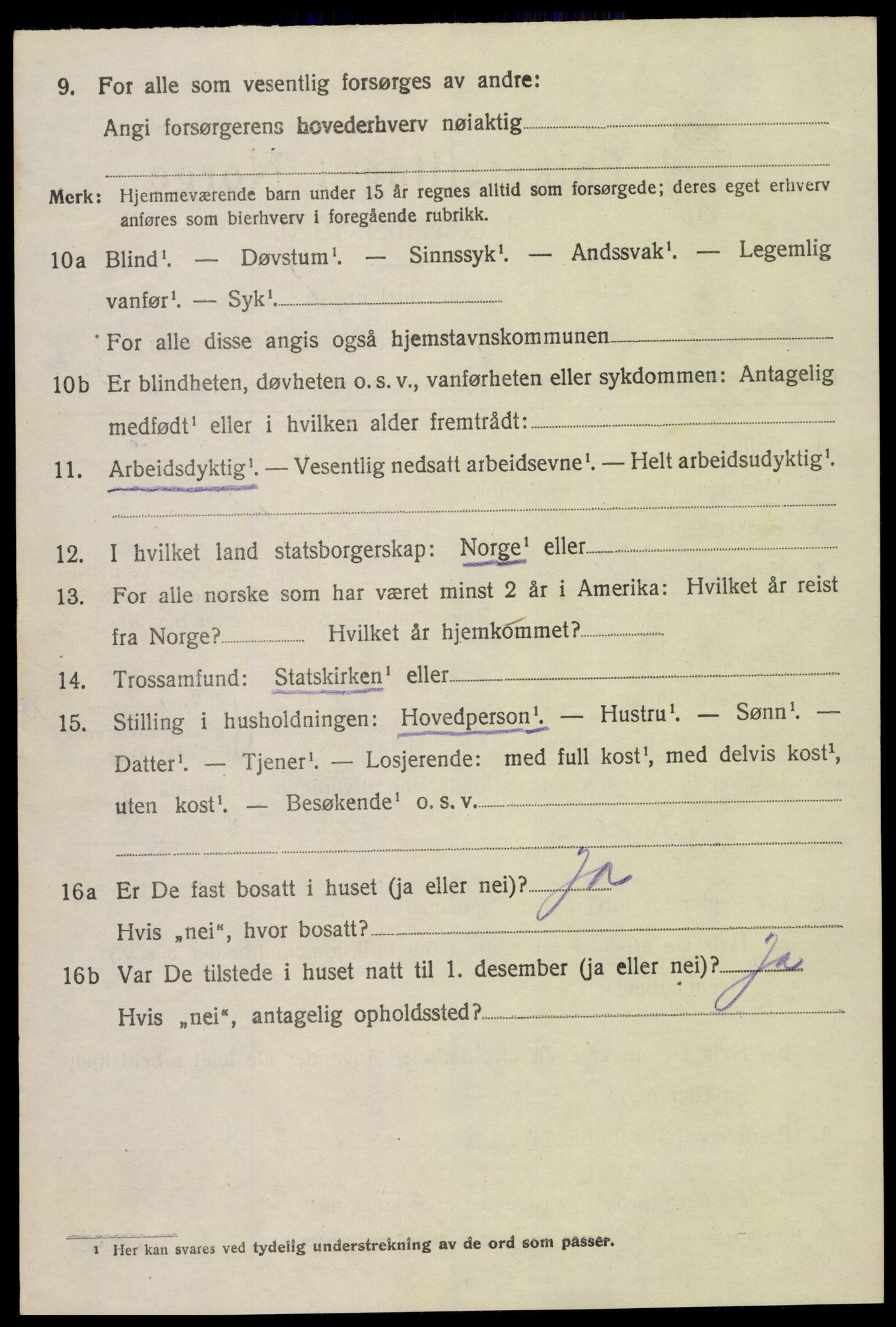 SAK, 1920 census for Vegusdal, 1920, p. 1462