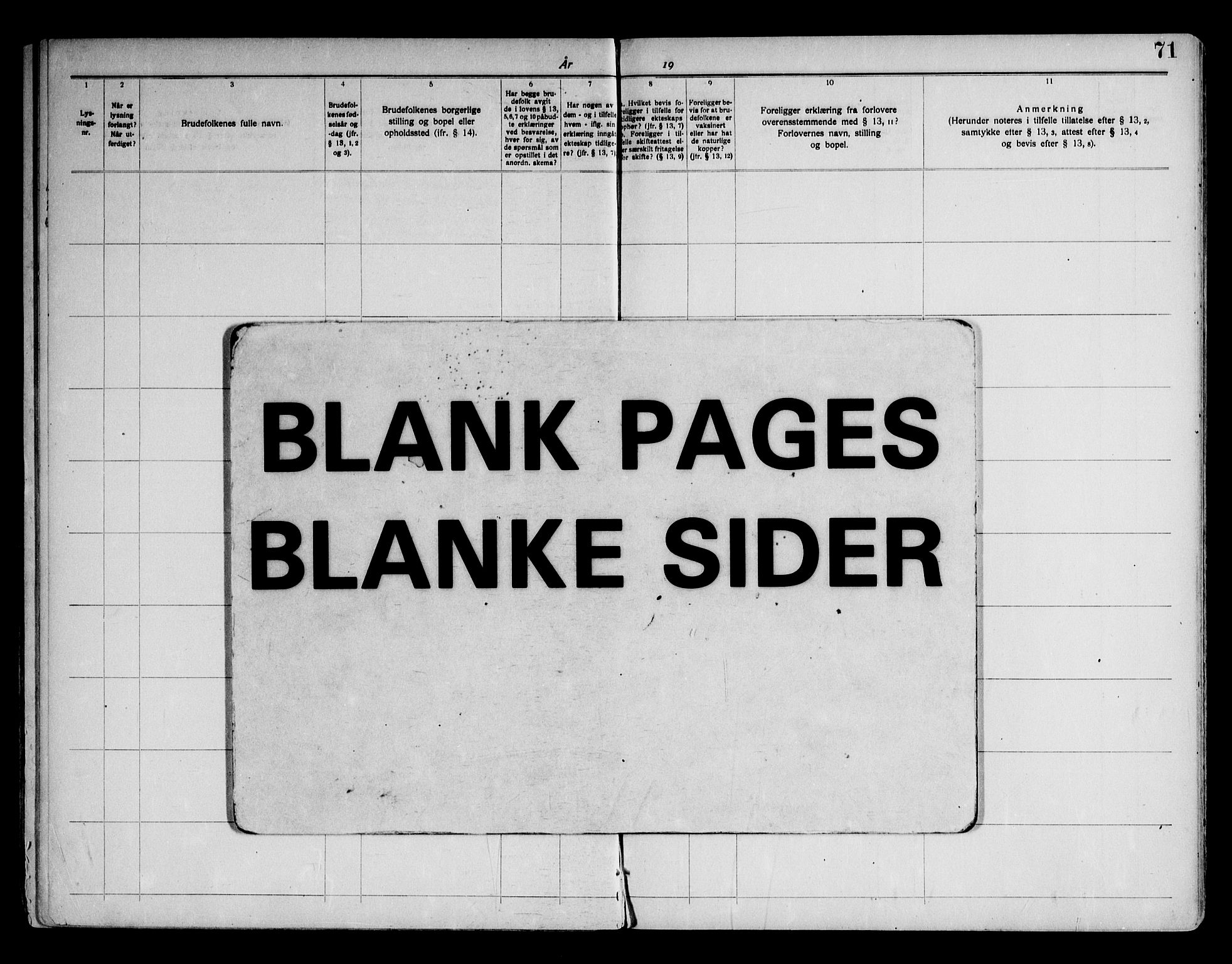 Siljan kirkebøker, AV/SAKO-A-300/H/Ha/L0001: Banns register no. 1, 1919-1975, p. 71