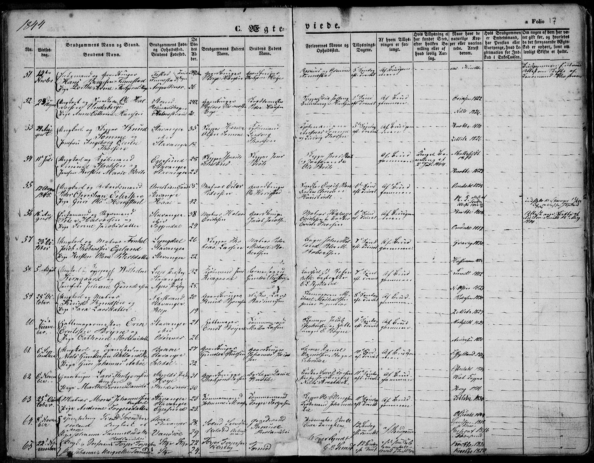 Domkirken sokneprestkontor, SAST/A-101812/001/30/30BA/L0015: Parish register (official) no. A 14, 1842-1857, p. 17