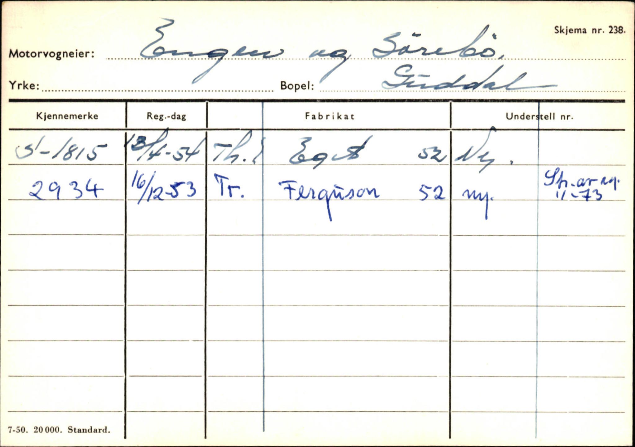 Statens vegvesen, Sogn og Fjordane vegkontor, AV/SAB-A-5301/4/F/L0125: Eigarregister Sogndal V-Å. Aurland A-Å. Fjaler A-N, 1945-1975, p. 1645