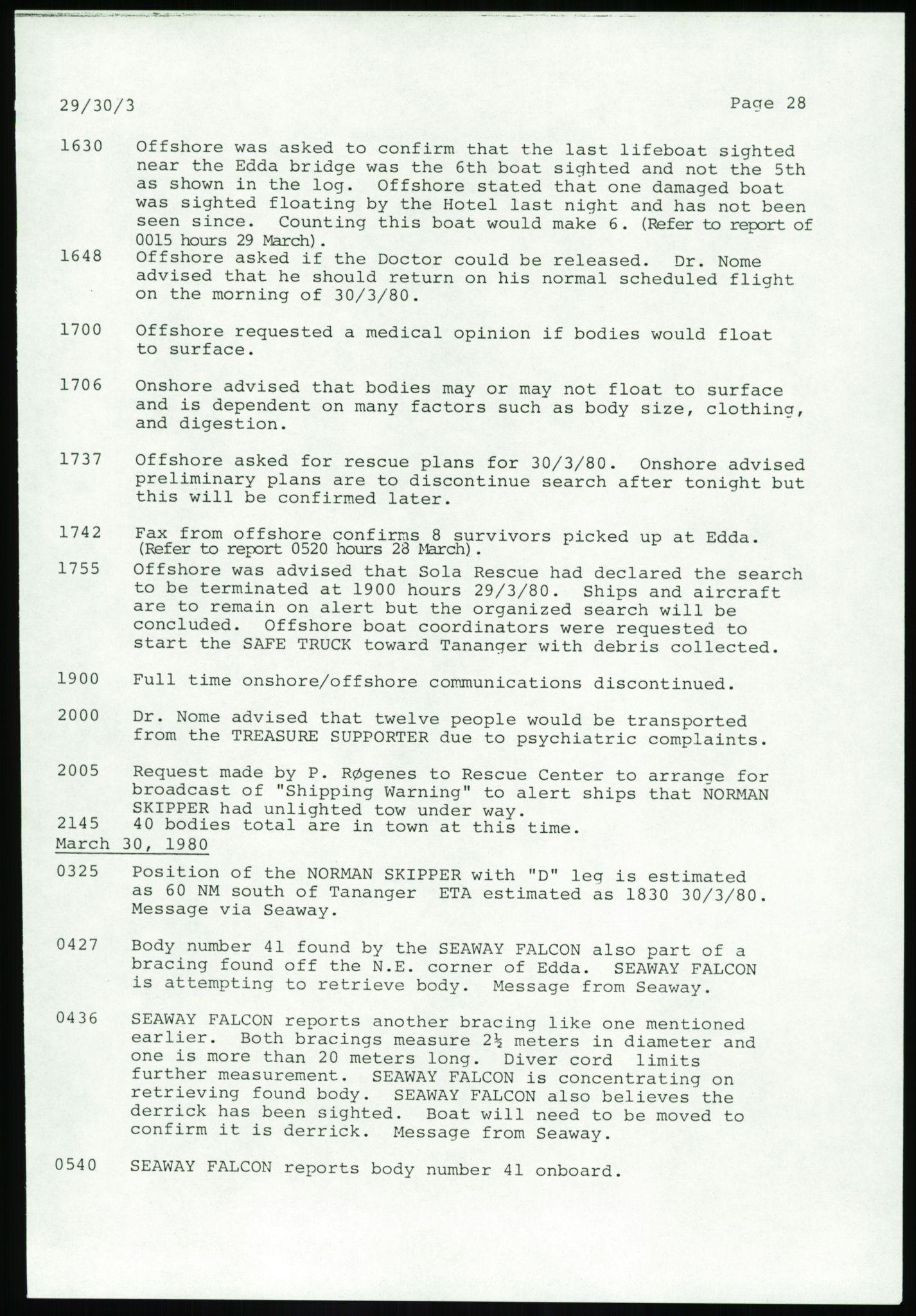 Justisdepartementet, Granskningskommisjonen ved Alexander Kielland-ulykken 27.3.1980, AV/RA-S-1165/D/L0017: P Hjelpefartøy (Doku.liste + P1-P6 av 6)/Q Hovedredningssentralen (Q0-Q27 av 27), 1980-1981, p. 92