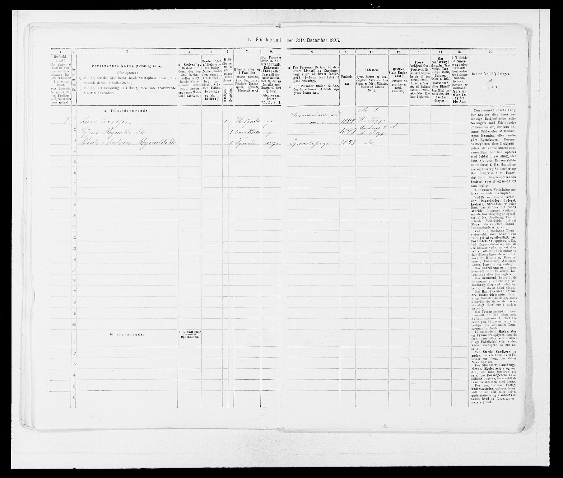 SAB, 1875 census for 1263P Lindås, 1875, p. 375