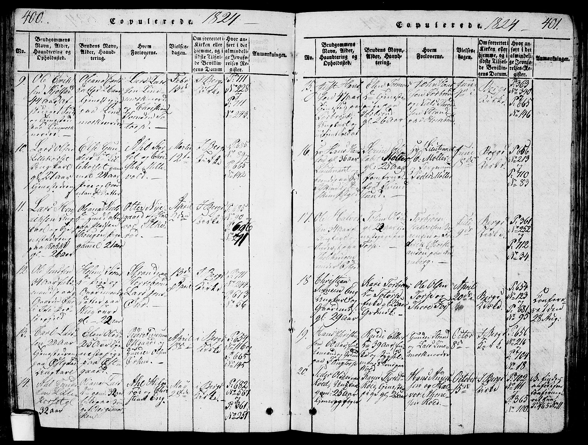 Berg prestekontor Kirkebøker, AV/SAO-A-10902/G/Ga/L0001: Parish register (copy) no. I 1, 1815-1832, p. 400-401