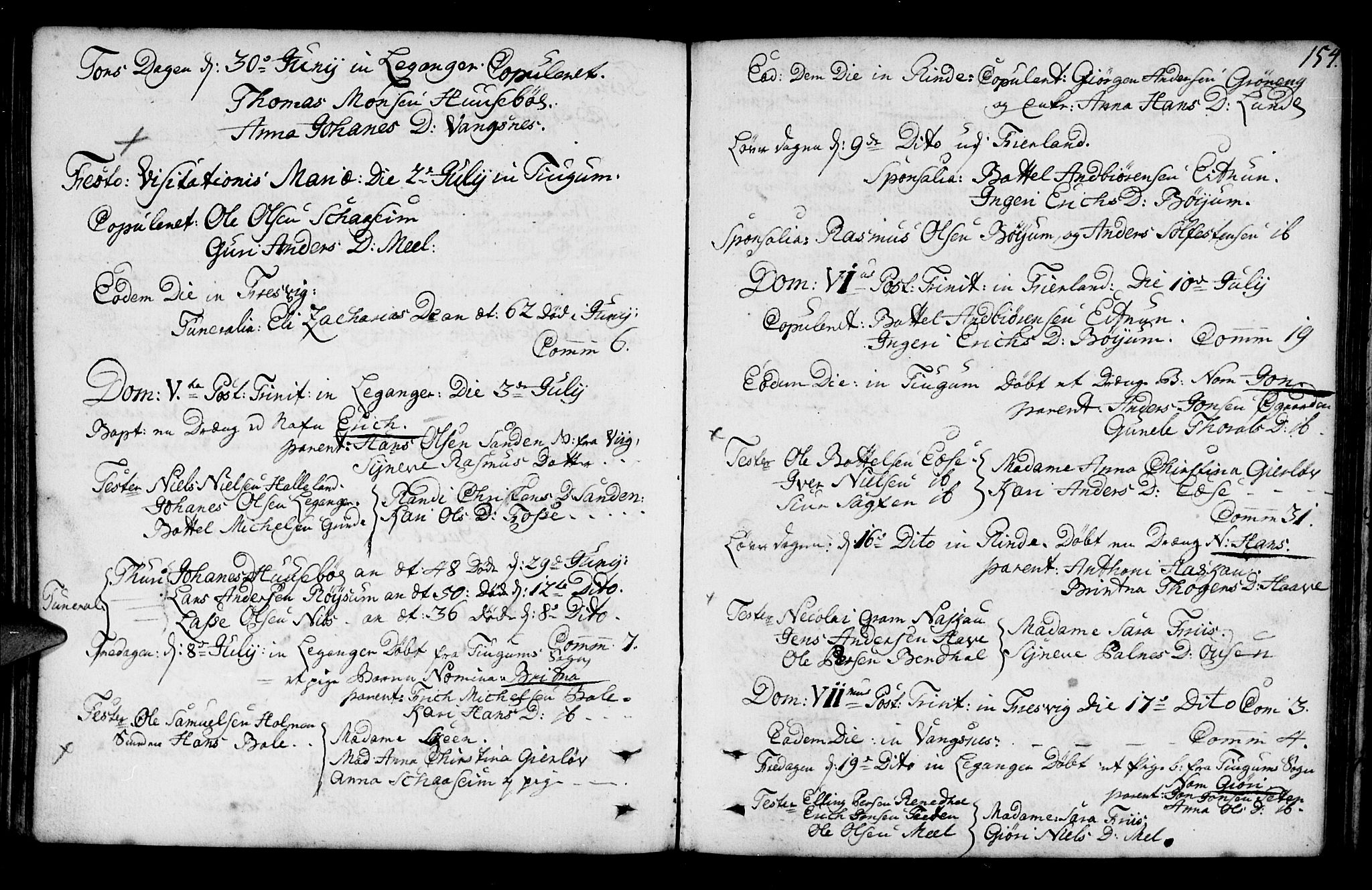 Leikanger sokneprestembete, SAB/A-81001: Parish register (official) no. A 3, 1756-1770, p. 154