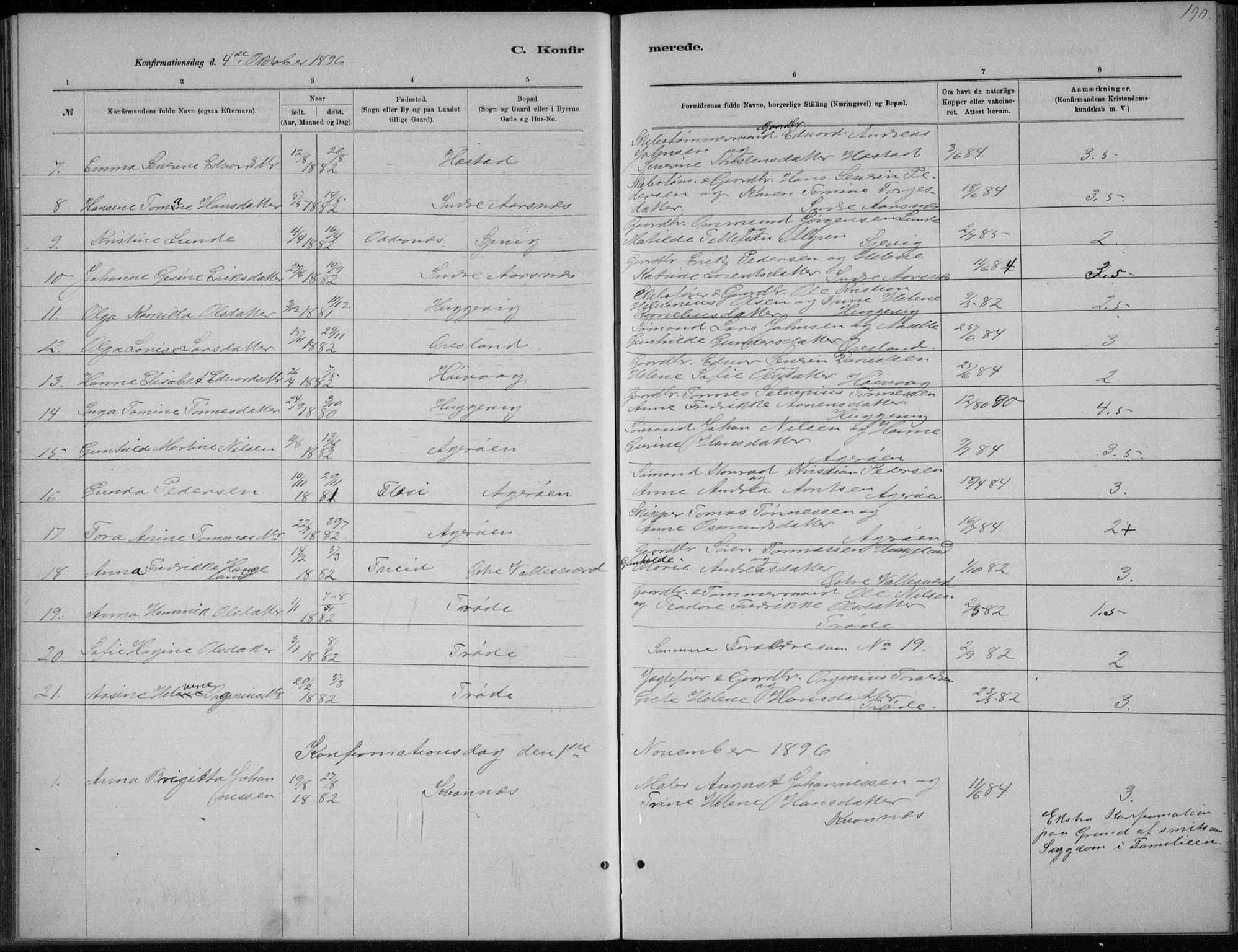 Høvåg sokneprestkontor, AV/SAK-1111-0025/F/Fb/L0004: Parish register (copy) no. B 4, 1883-1898, p. 190