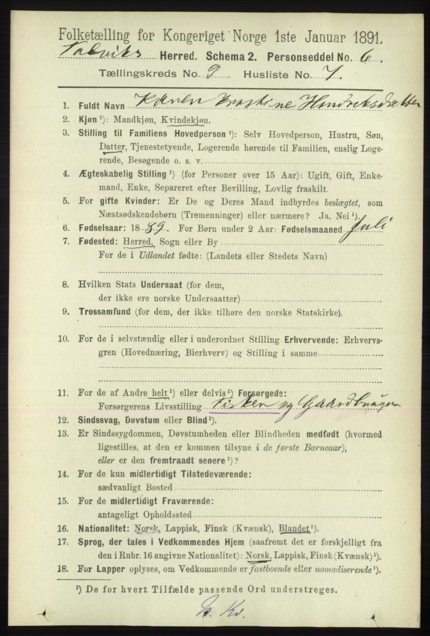 RA, 1891 census for 2013 Talvik, 1891, p. 2210