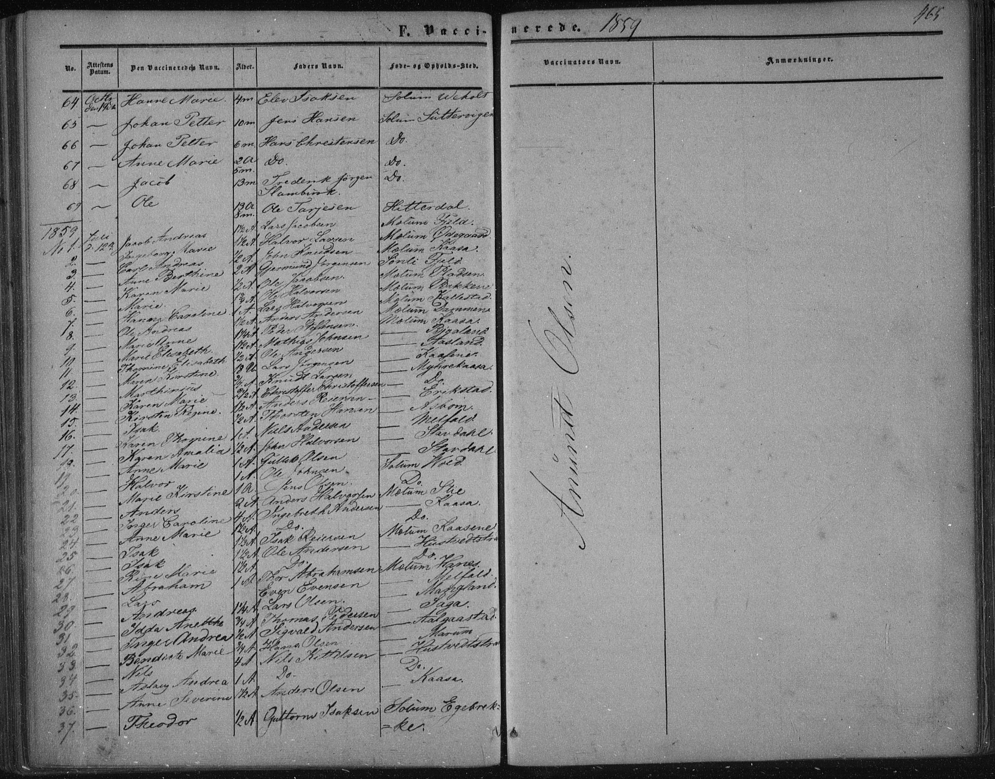 Solum kirkebøker, SAKO/A-306/F/Fa/L0007: Parish register (official) no. I 7, 1856-1864, p. 465