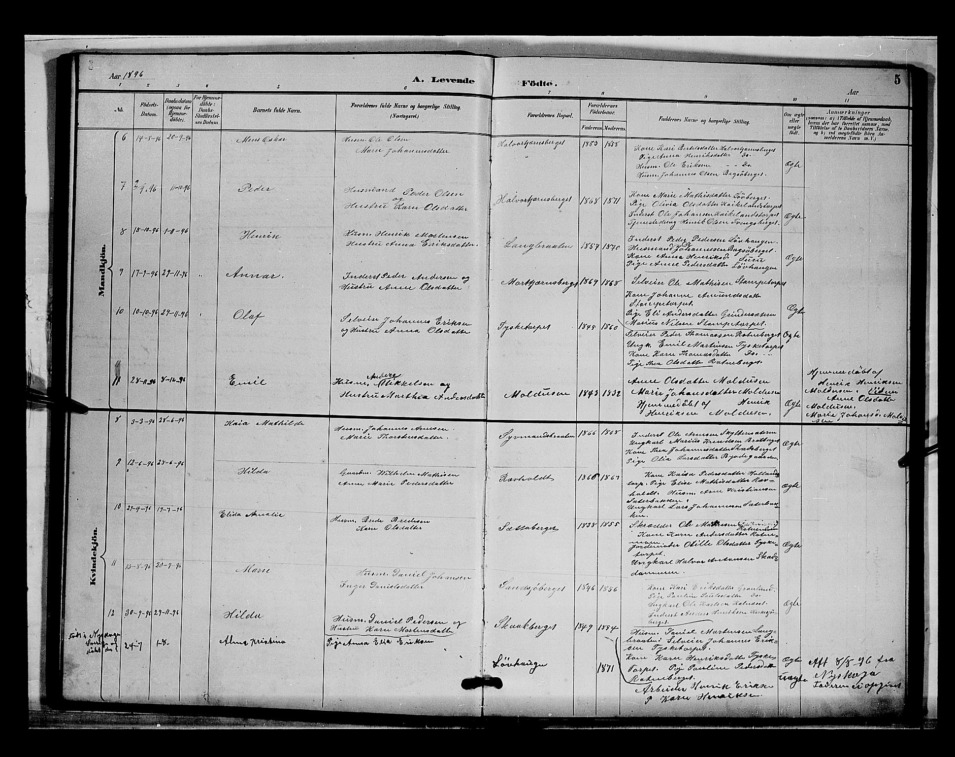 Grue prestekontor, SAH/PREST-036/H/Ha/Hab/L0004: Parish register (copy) no. 4, 1895-1901, p. 5
