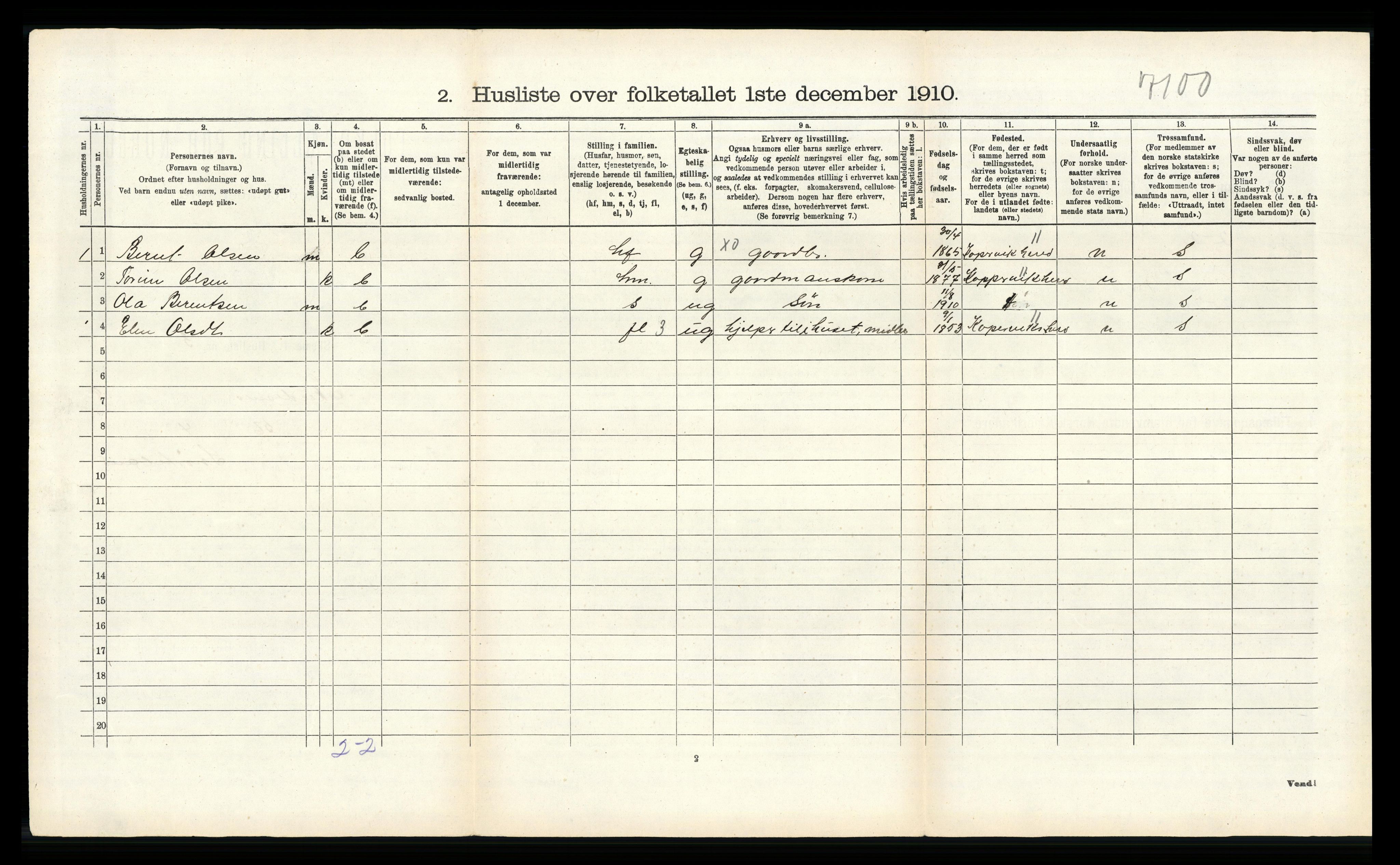 RA, 1910 census for Skudenes, 1910, p. 966