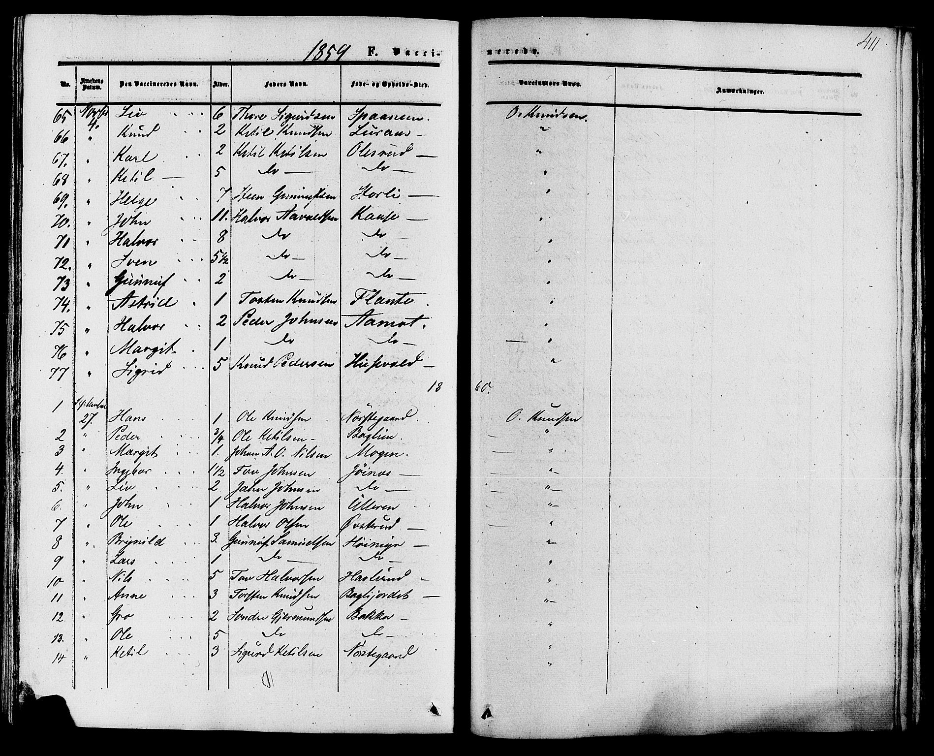 Tinn kirkebøker, SAKO/A-308/F/Fa/L0006: Parish register (official) no. I 6, 1857-1878, p. 411