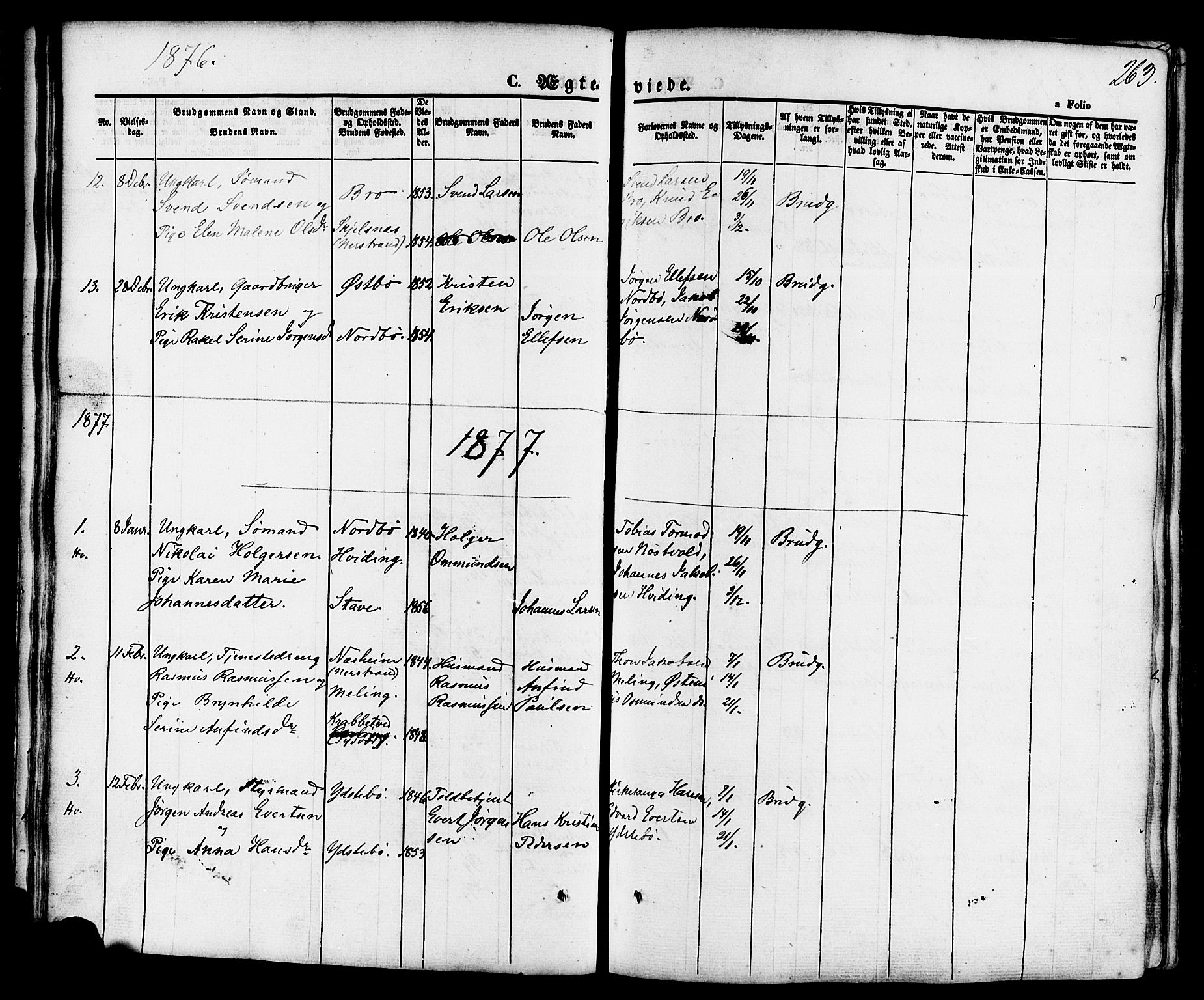 Rennesøy sokneprestkontor, SAST/A -101827/H/Ha/Haa/L0006: Parish register (official) no. A 6, 1860-1878, p. 263