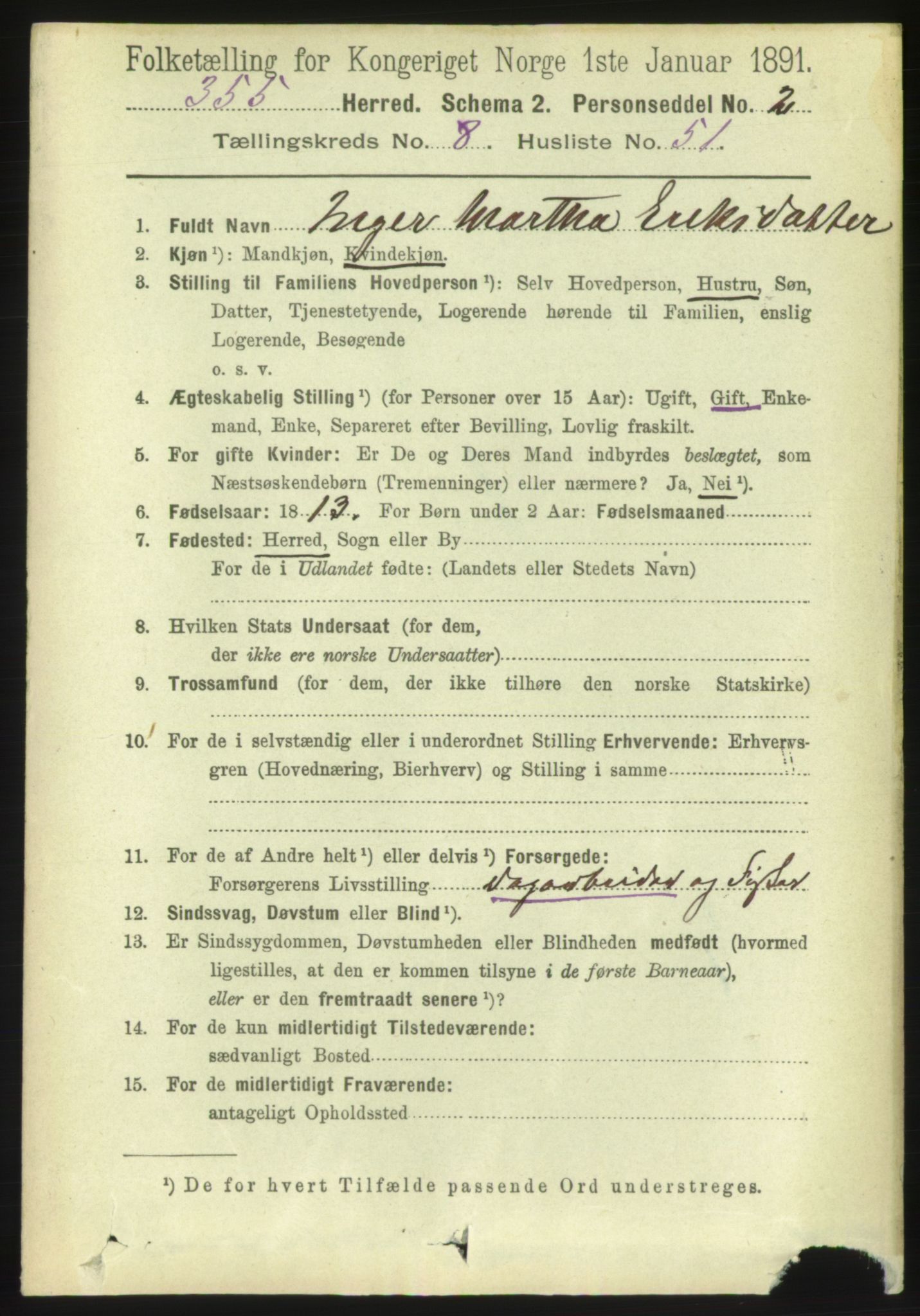 RA, 1891 census for 1632 Bjørnør, 1891, p. 3720