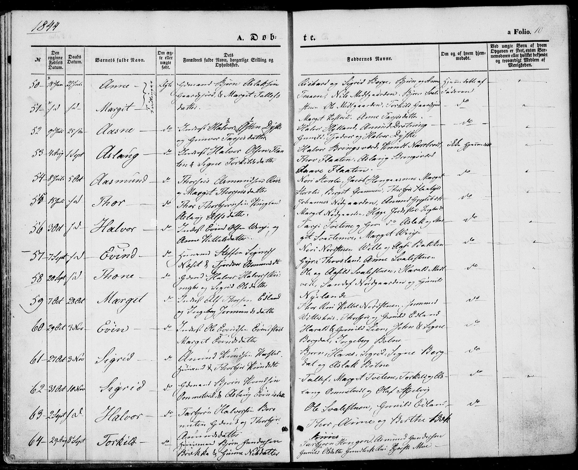 Vinje kirkebøker, SAKO/A-312/F/Fa/L0004: Parish register (official) no. I 4, 1843-1869, p. 10