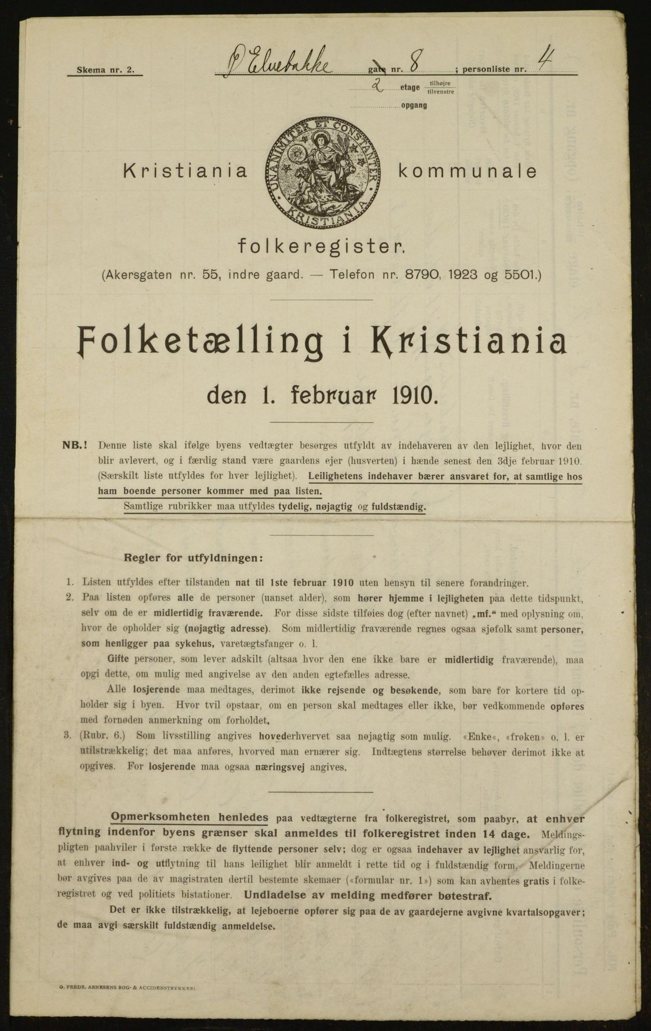 OBA, Municipal Census 1910 for Kristiania, 1910, p. 122708