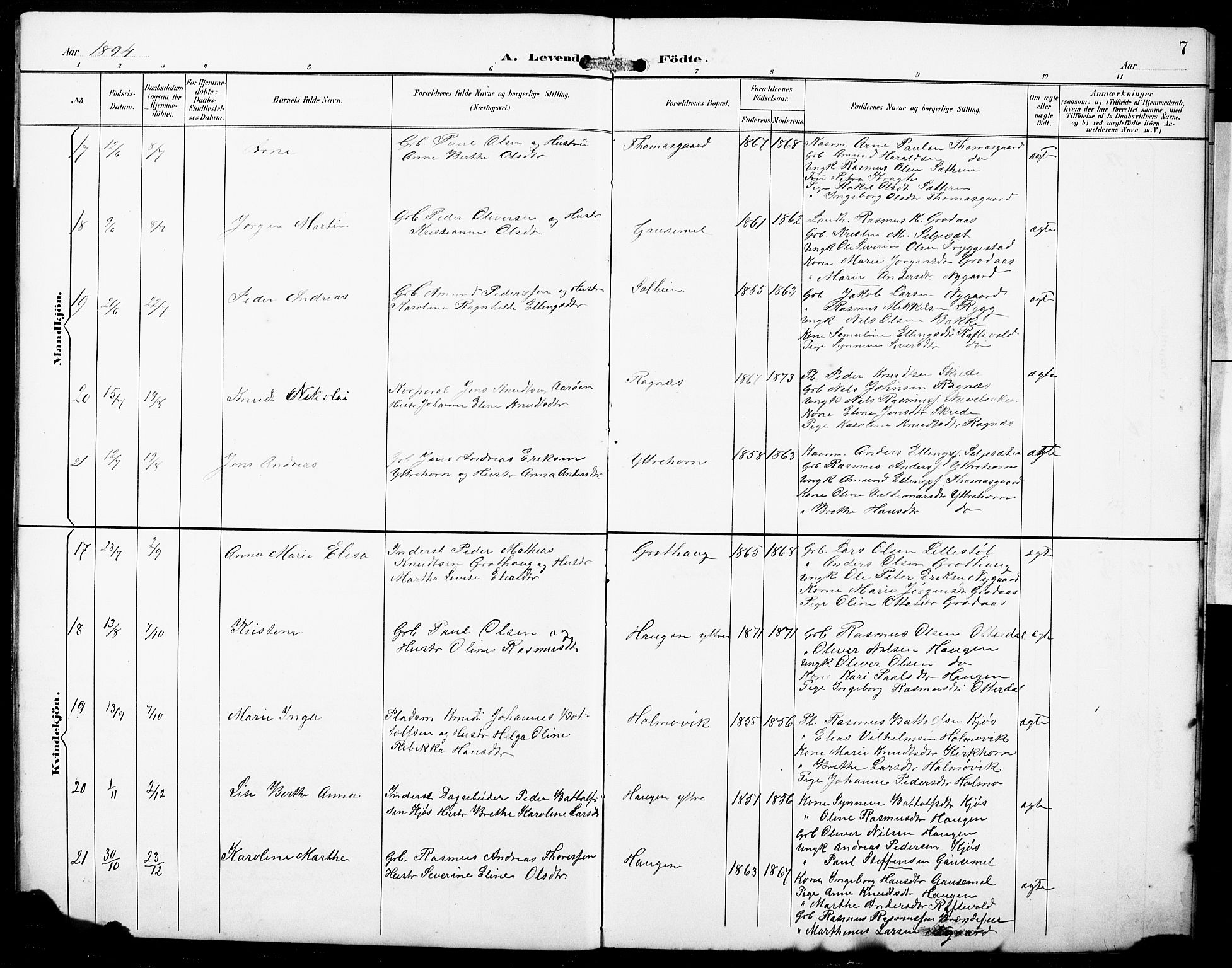 Hornindal sokneprestembete, AV/SAB-A-82401/H/Hab: Parish register (copy) no. A 2, 1894-1927, p. 7