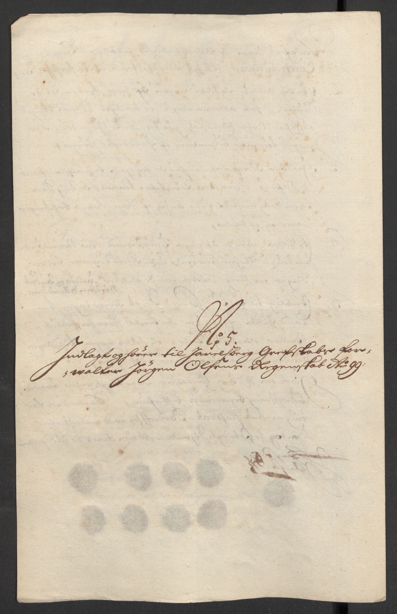 Rentekammeret inntil 1814, Reviderte regnskaper, Fogderegnskap, AV/RA-EA-4092/R32/L1868: Fogderegnskap Jarlsberg grevskap, 1697-1699, p. 277