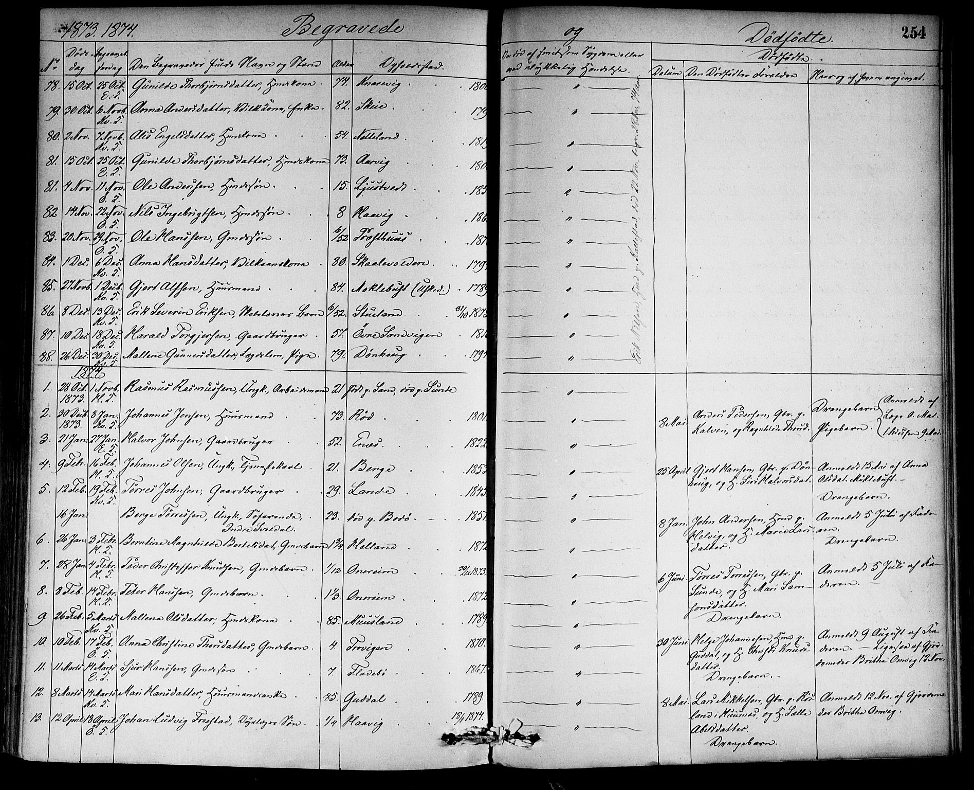Kvinnherad sokneprestembete, SAB/A-76401/H/Haa: Parish register (official) no. A 9, 1873-1886, p. 254