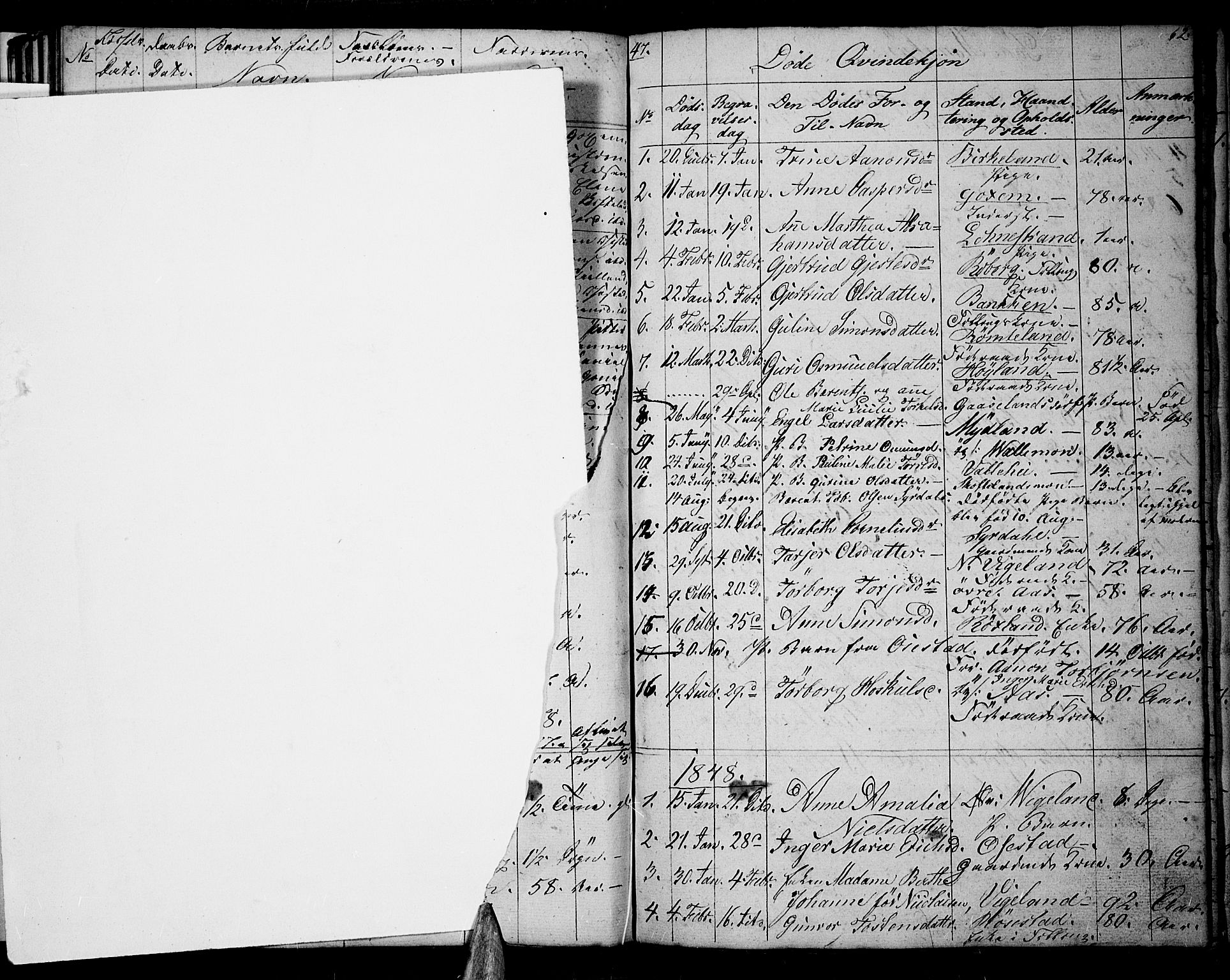 Sør-Audnedal sokneprestkontor, SAK/1111-0039/F/Fb/Fbb/L0002: Parish register (copy) no. B 2, 1846-1865, p. 62