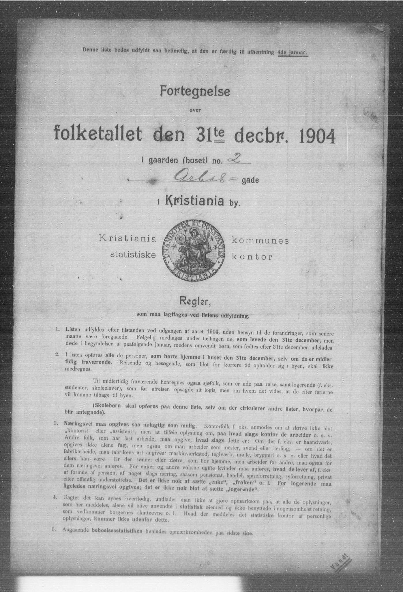 OBA, Municipal Census 1904 for Kristiania, 1904, p. 537