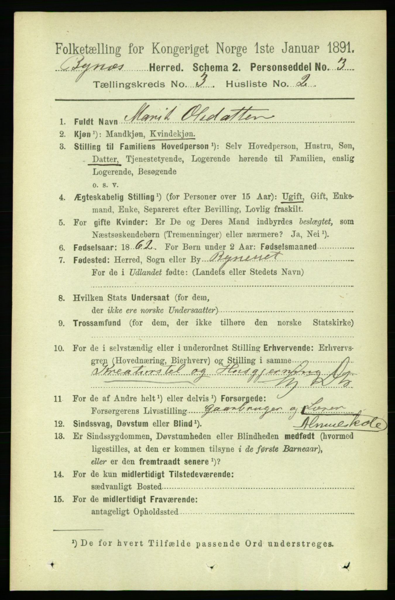 RA, 1891 census for 1655 Byneset, 1891, p. 1295