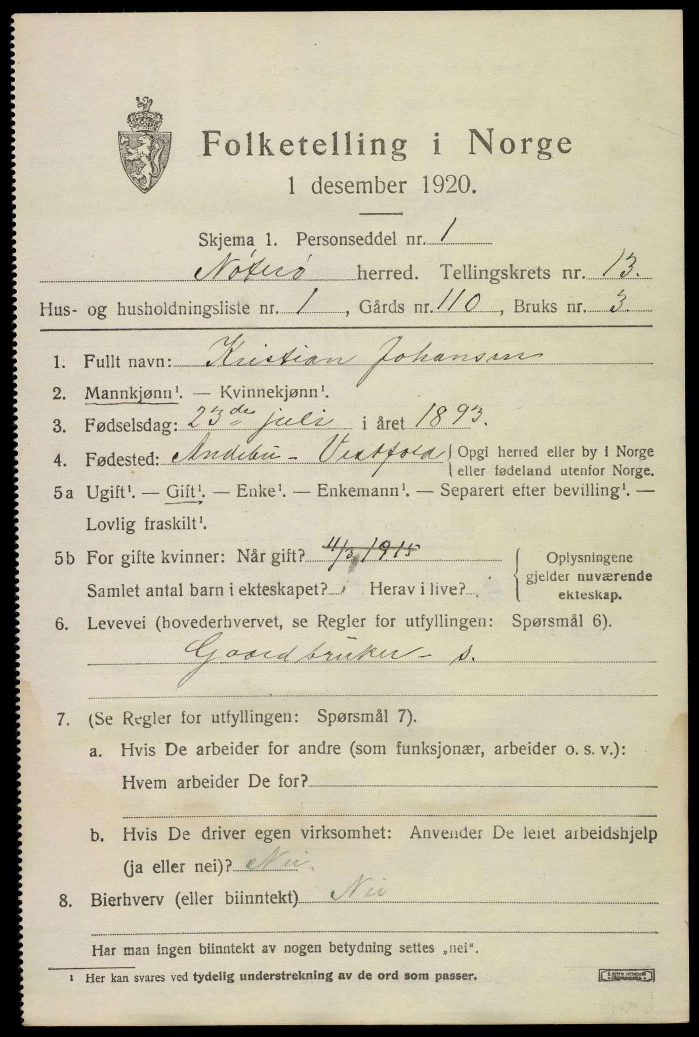 SAKO, 1920 census for Nøtterøy, 1920, p. 15175