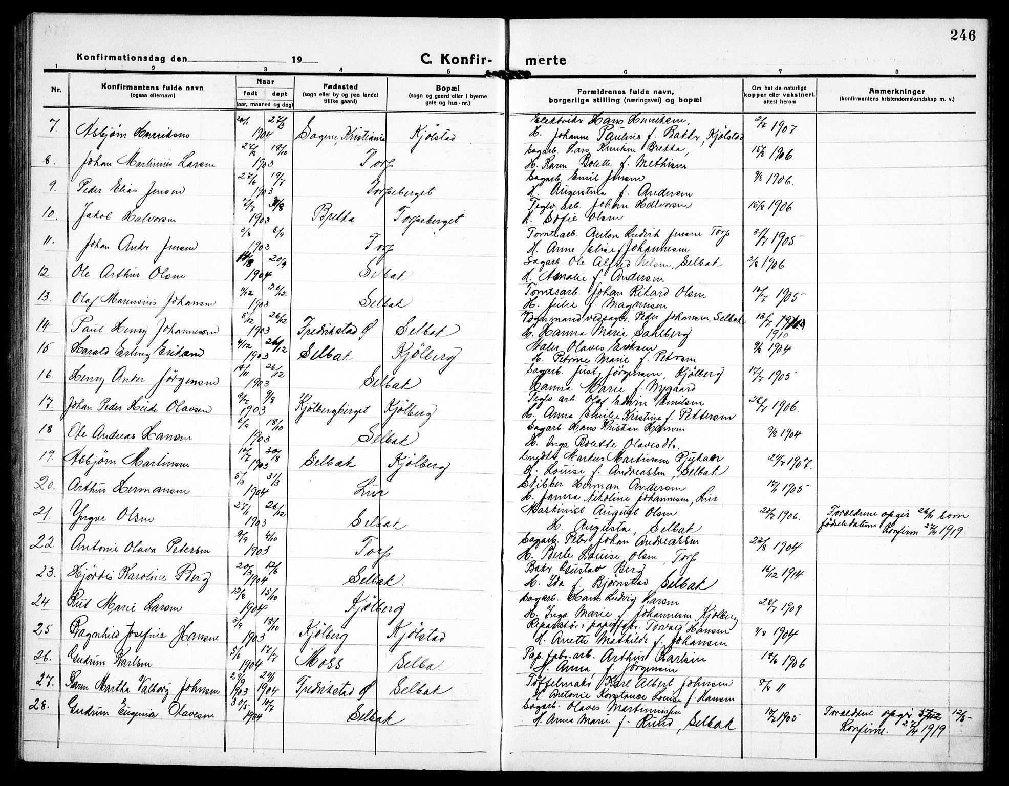 Borge prestekontor Kirkebøker, AV/SAO-A-10903/G/Ga/L0003: Parish register (copy) no. I 3, 1918-1939, p. 246