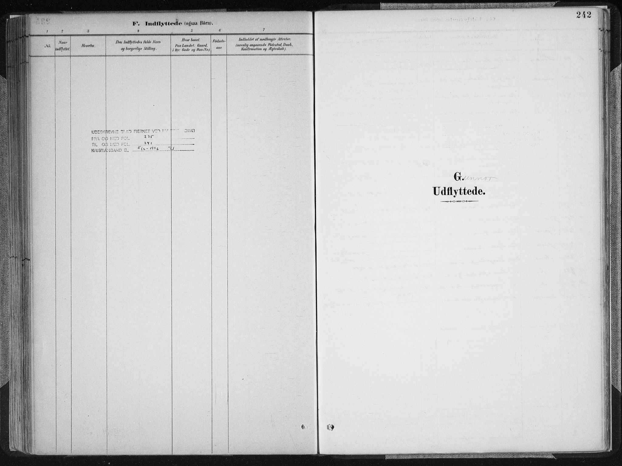 Birkenes sokneprestkontor, SAK/1111-0004/F/Fa/L0005: Parish register (official) no. A 5, 1887-1907, p. 242