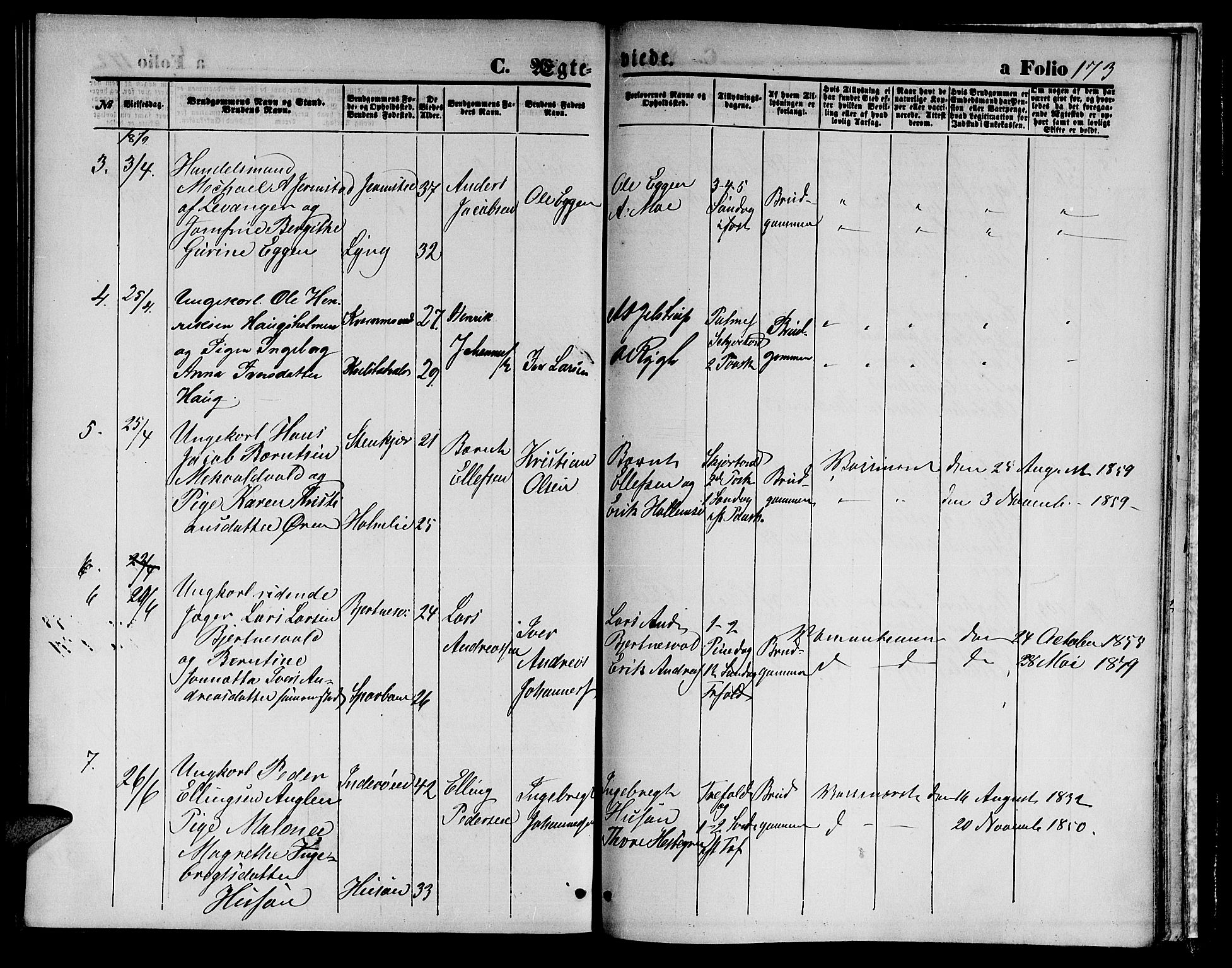 Ministerialprotokoller, klokkerbøker og fødselsregistre - Nord-Trøndelag, SAT/A-1458/723/L0255: Parish register (copy) no. 723C03, 1869-1879, p. 173