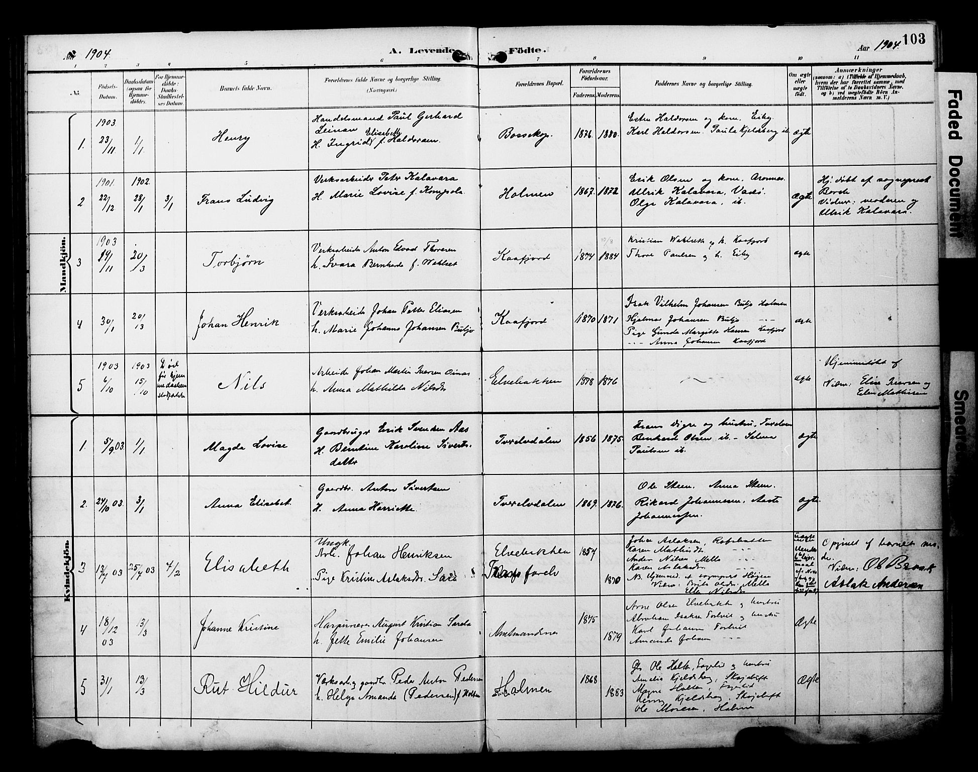 Alta sokneprestkontor, SATØ/S-1338/H/Ha/L0003.kirke: Parish register (official) no. 3, 1892-1904, p. 103