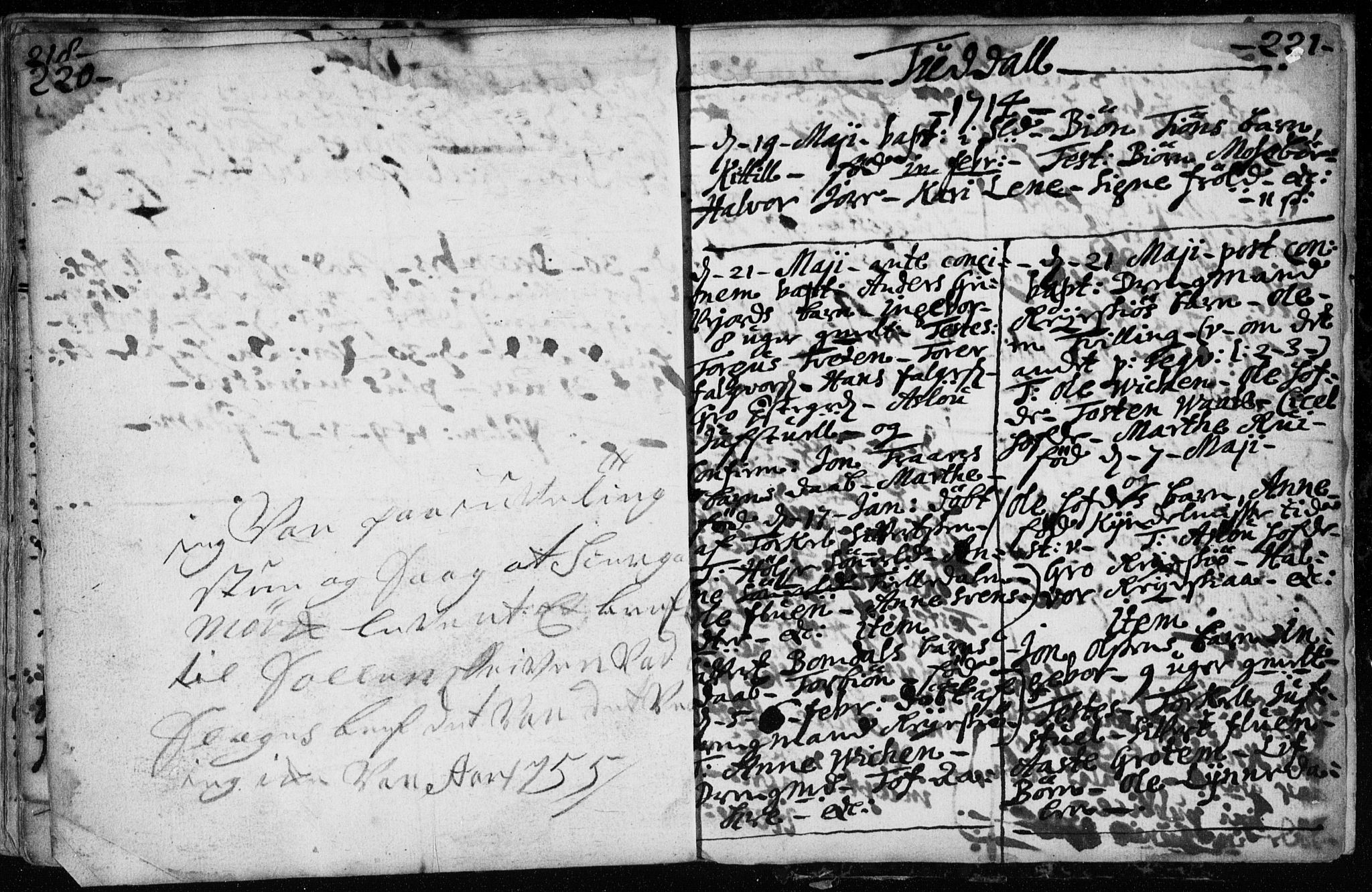 Hjartdal kirkebøker, AV/SAKO-A-270/F/Fa/L0001: Parish register (official) no. I 1, 1685-1714, p. 220-221