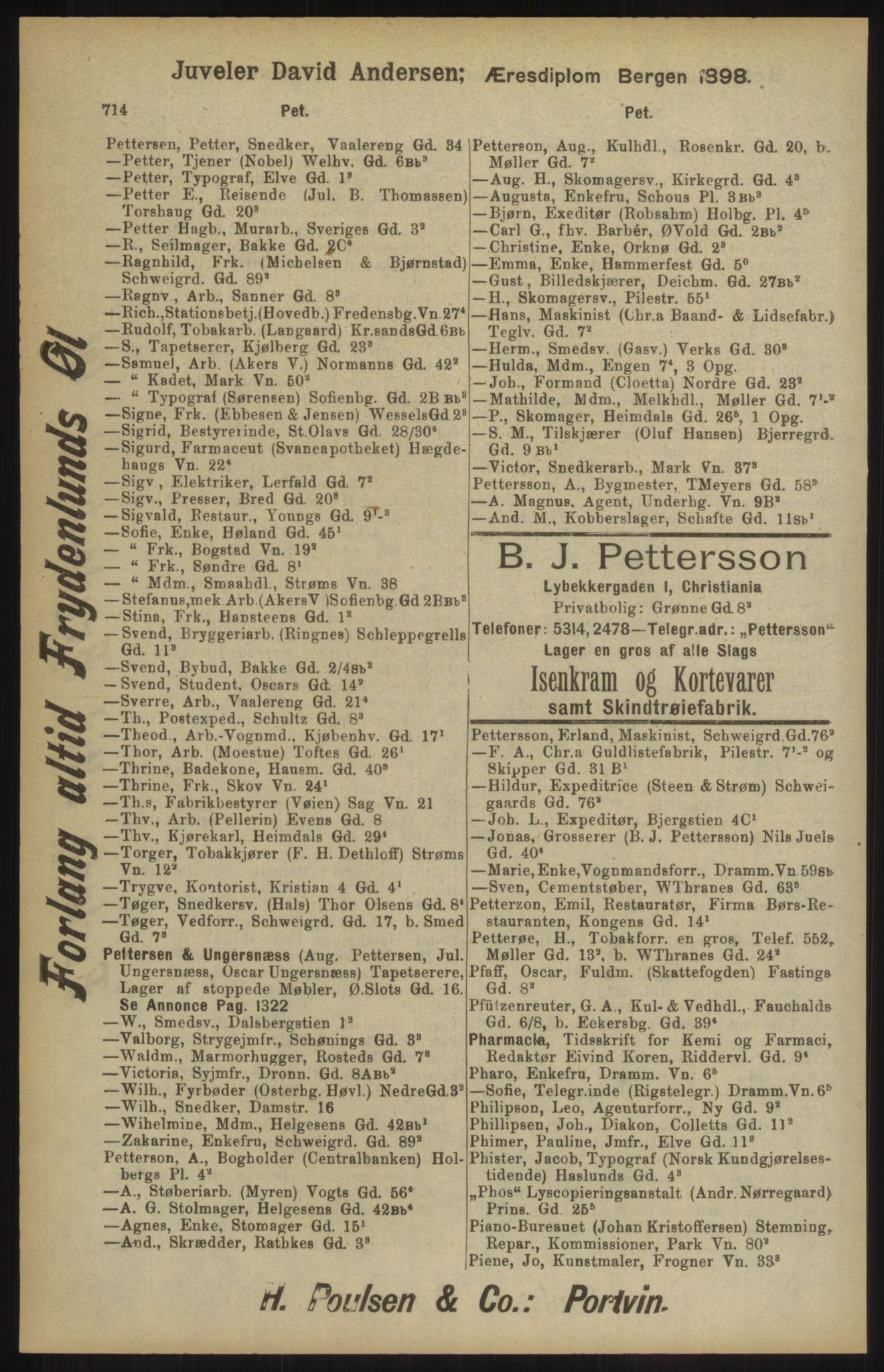 Kristiania/Oslo adressebok, PUBL/-, 1904, p. 714