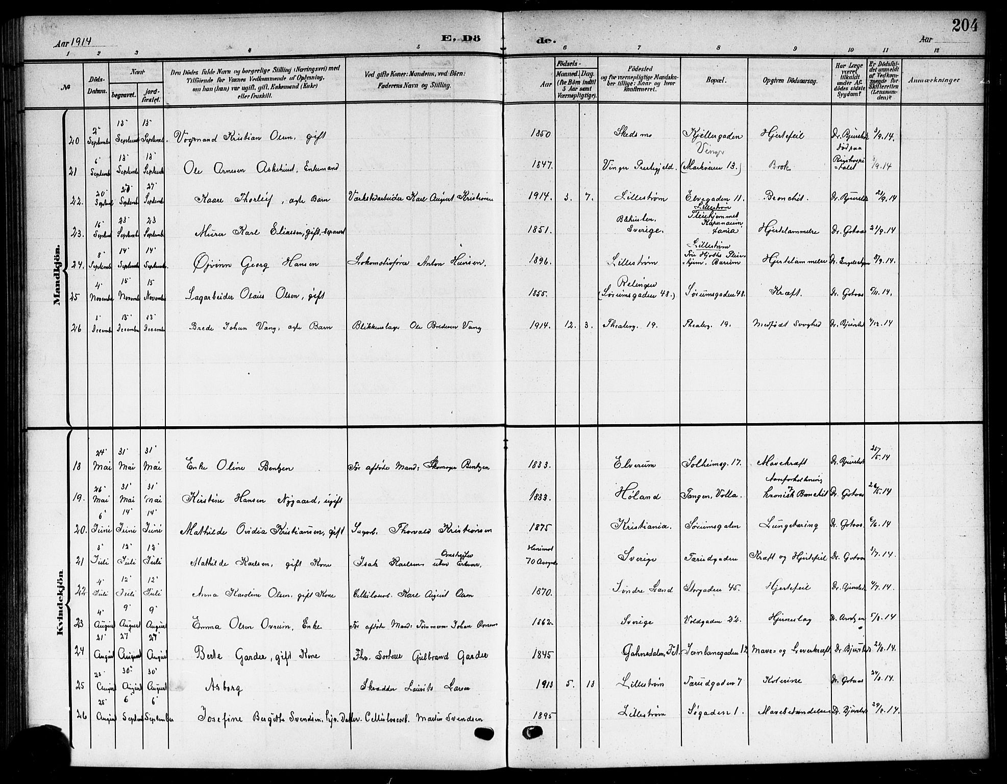 Skedsmo prestekontor Kirkebøker, AV/SAO-A-10033a/G/Gc/L0001: Parish register (copy) no. III 1, 1908-1916, p. 204