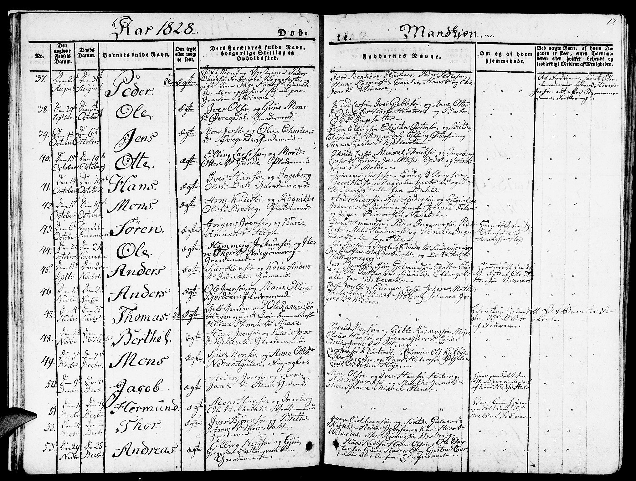 Gulen sokneprestembete, SAB/A-80201/H/Haa/Haaa/L0019: Parish register (official) no. A 19, 1826-1836, p. 17