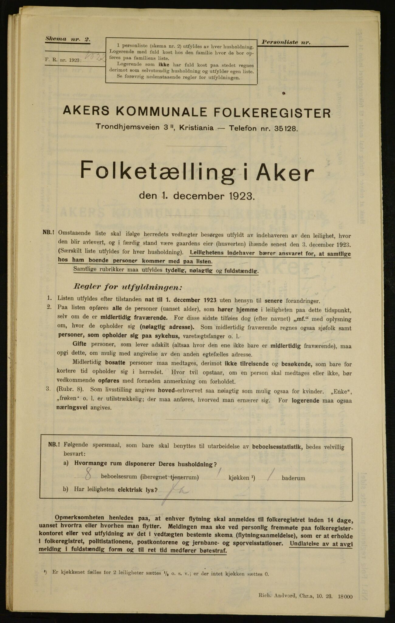 , Municipal Census 1923 for Aker, 1923, p. 6231