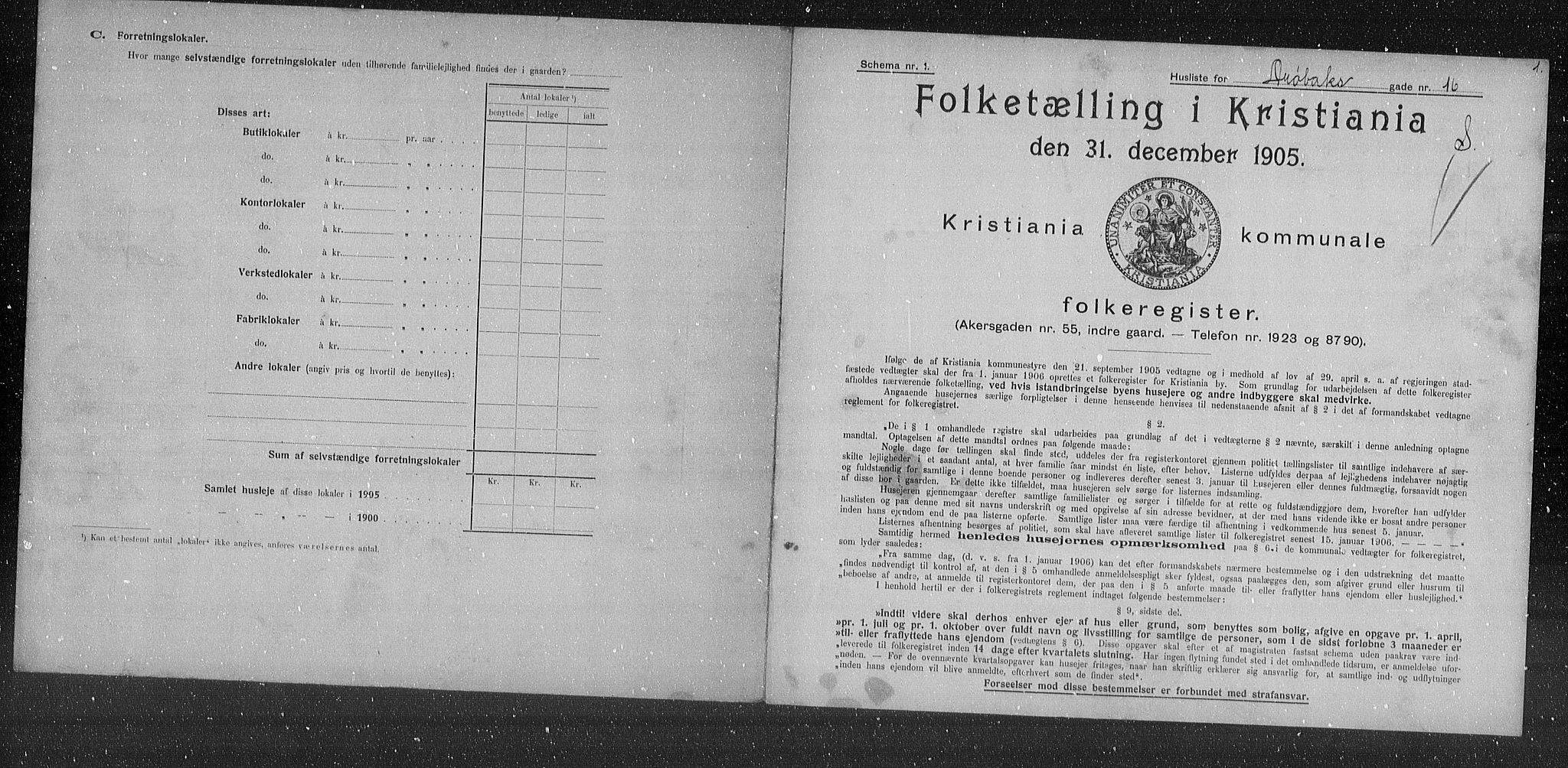 OBA, Municipal Census 1905 for Kristiania, 1905, p. 9098