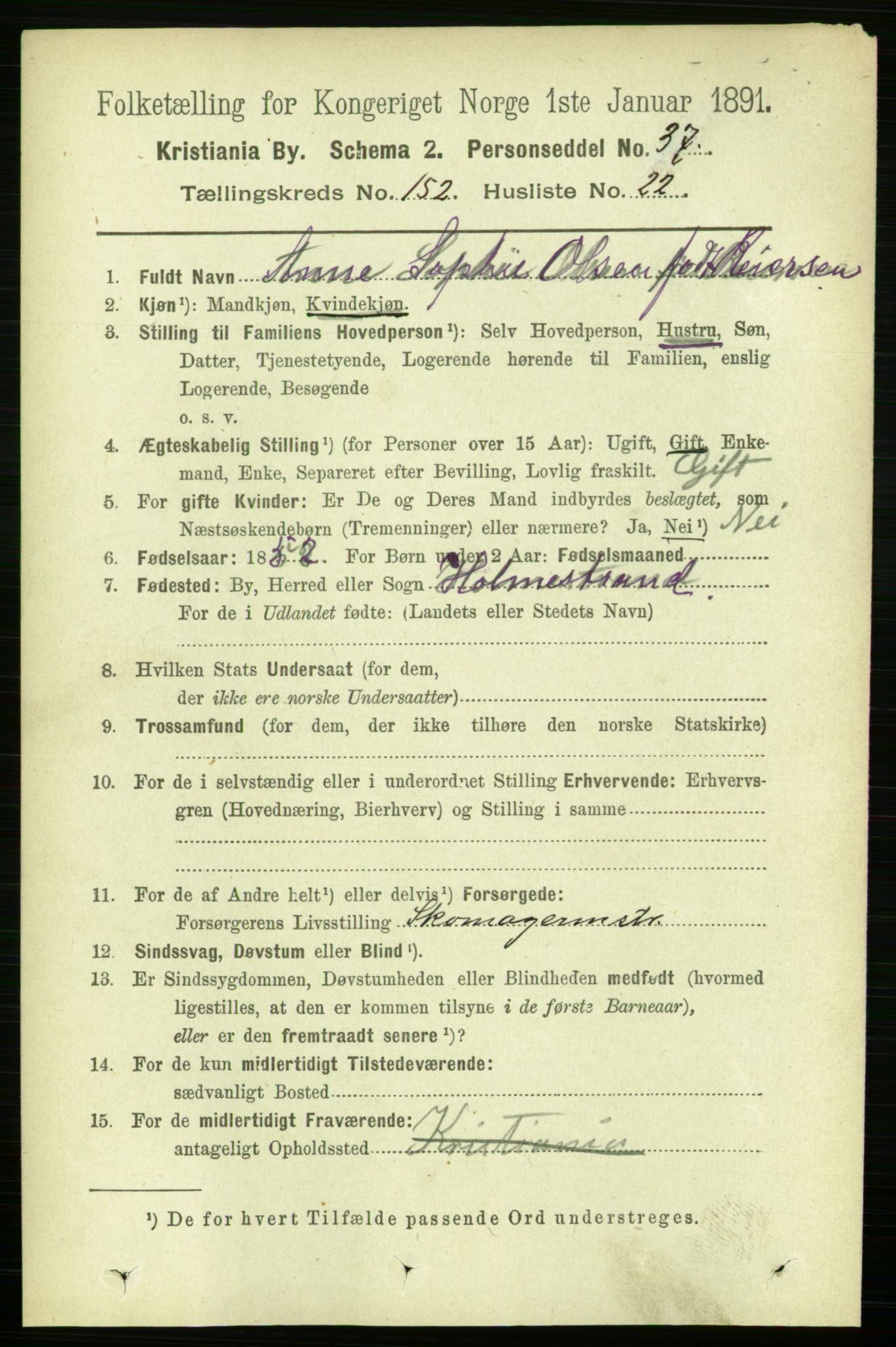 RA, 1891 census for 0301 Kristiania, 1891, p. 85879