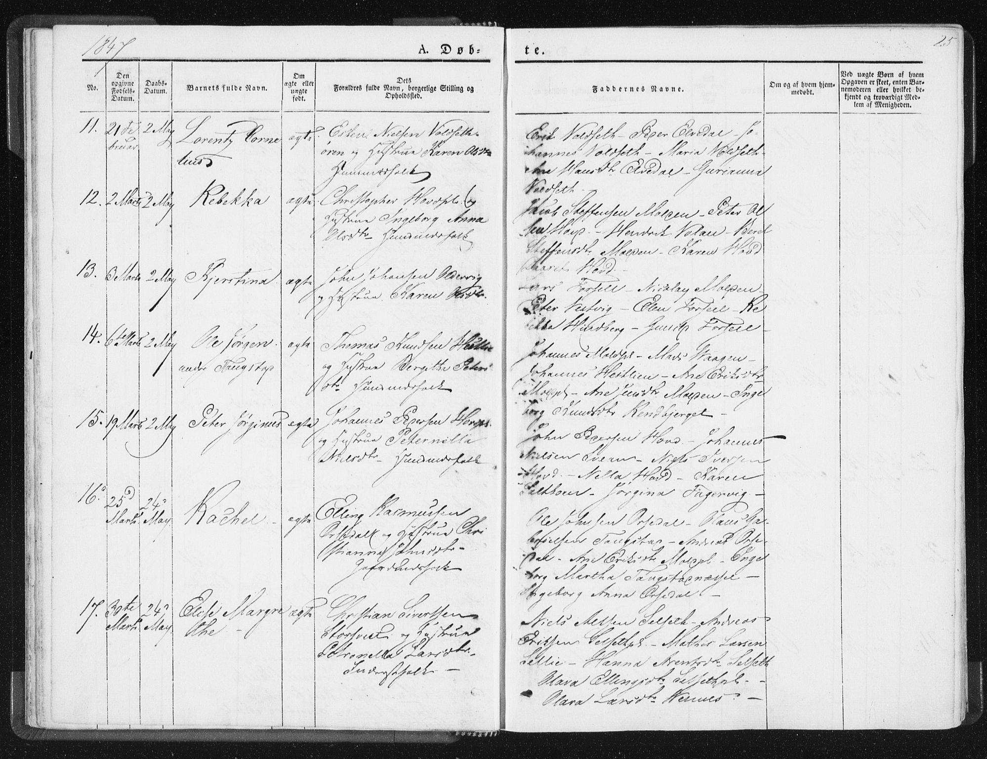 Ministerialprotokoller, klokkerbøker og fødselsregistre - Nord-Trøndelag, SAT/A-1458/744/L0418: Parish register (official) no. 744A02, 1843-1866, p. 25