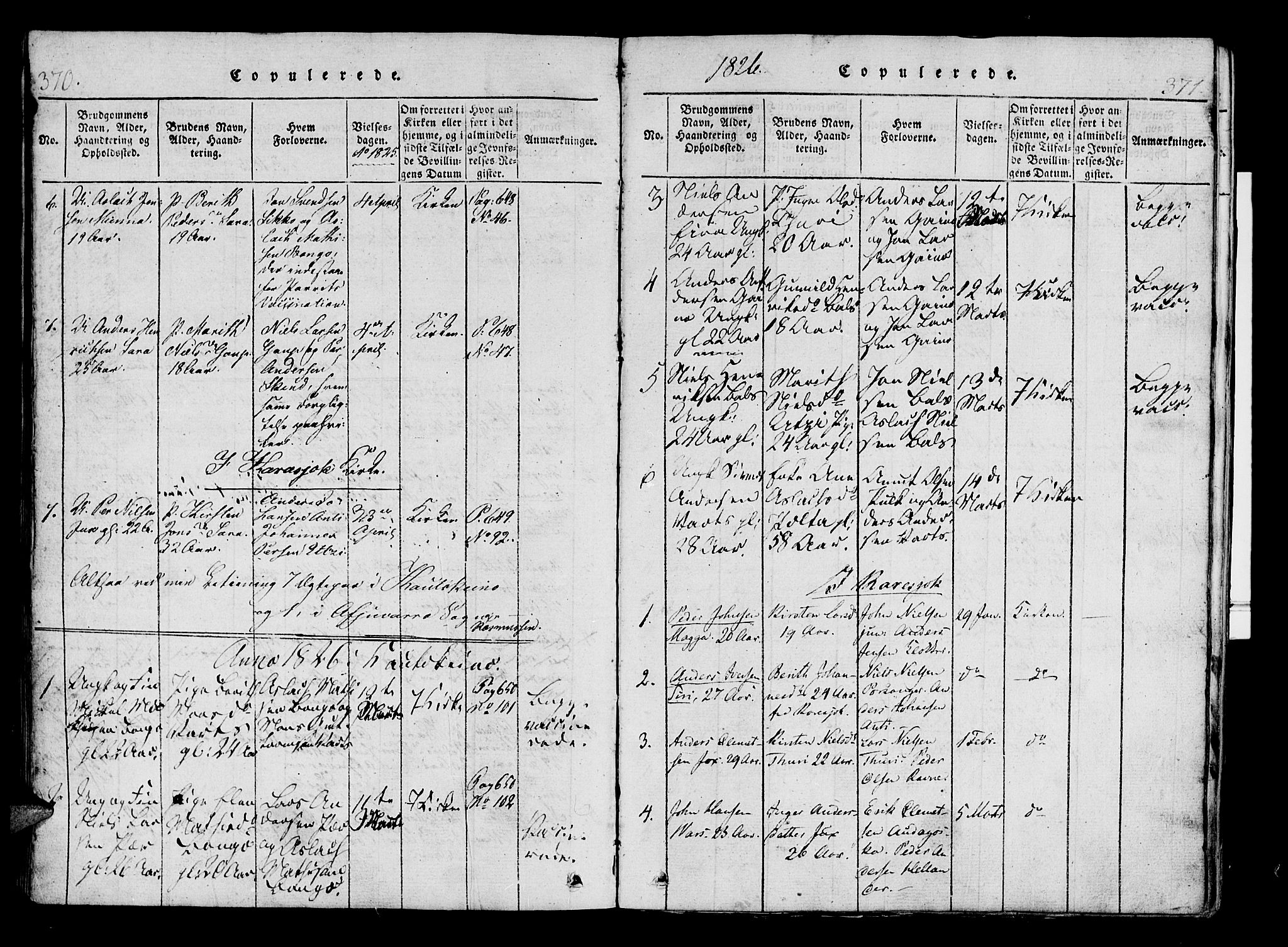 Kistrand/Porsanger sokneprestembete, AV/SATØ-S-1351/H/Ha/L0010.kirke: Parish register (official) no. 10, 1821-1842, p. 370-371