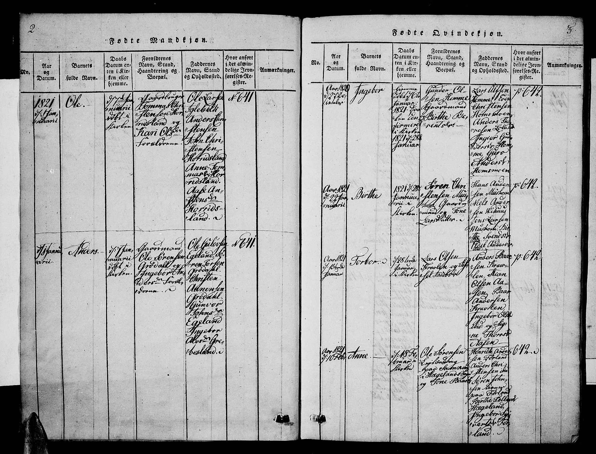 Vennesla sokneprestkontor, SAK/1111-0045/Fa/Fac/L0003: Parish register (official) no. A 3, 1820-1834, p. 2-3