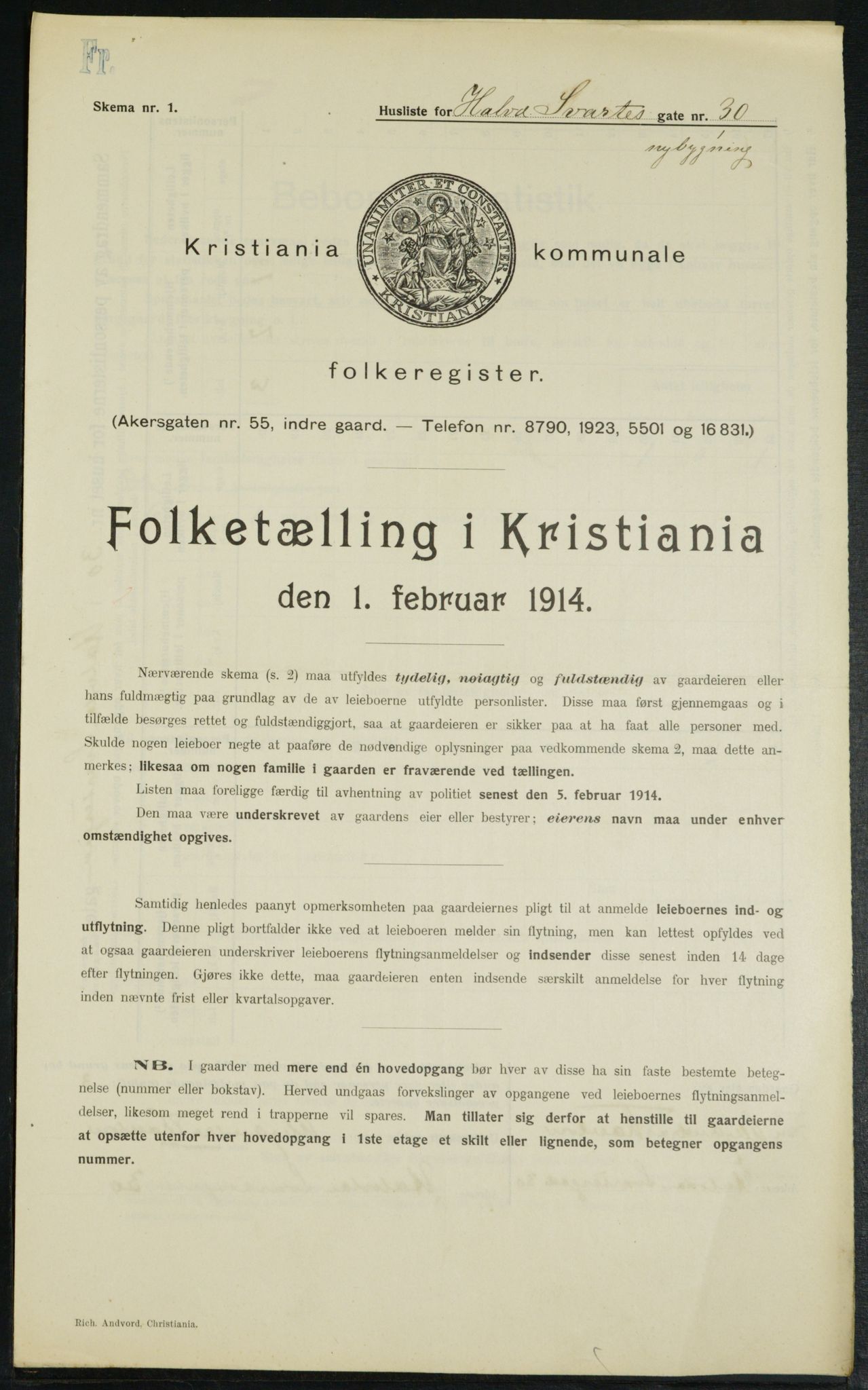 OBA, Municipal Census 1914 for Kristiania, 1914, p. 34282