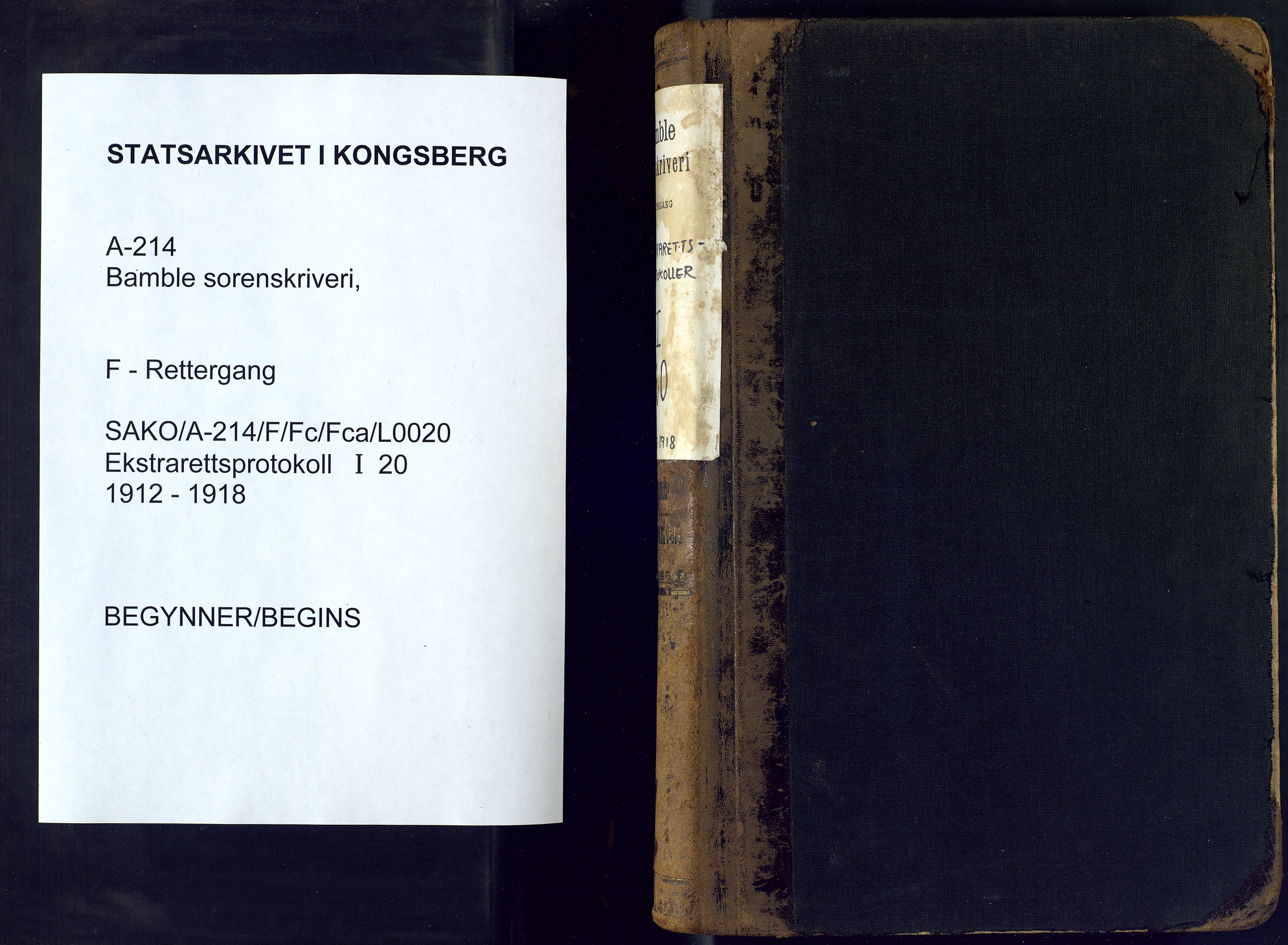 Bamble sorenskriveri, SAKO/A-214/F/Fc/Fca/L0020: Ekstrarettsprotokoll, 1912-1918