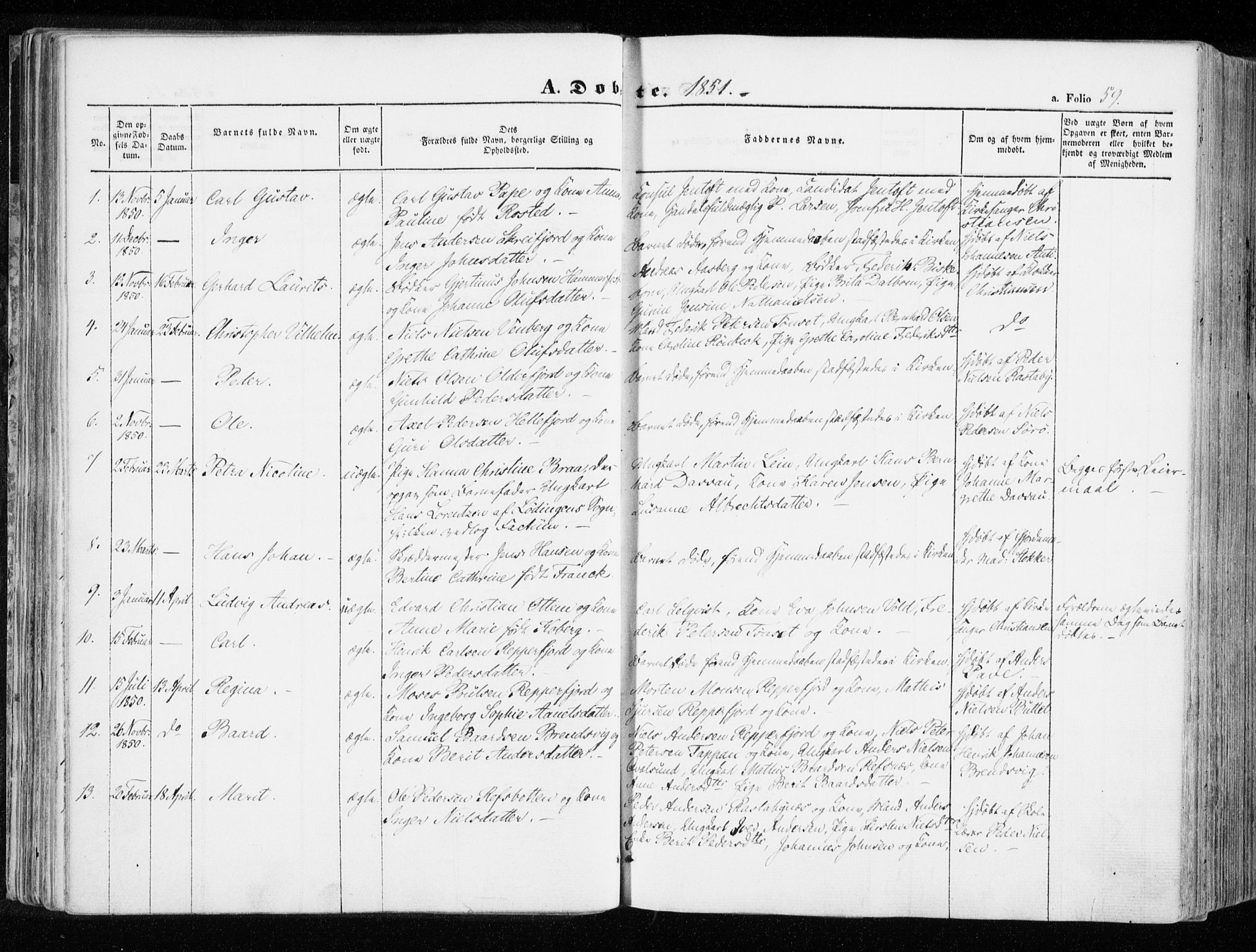 Hammerfest sokneprestkontor, SATØ/S-1347/H/Ha/L0004.kirke: Parish register (official) no. 4, 1843-1856, p. 59