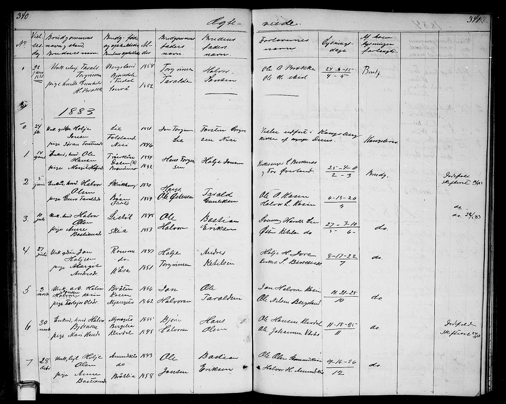 Gransherad kirkebøker, SAKO/A-267/G/Ga/L0002: Parish register (copy) no. I 2, 1854-1886, p. 340-341